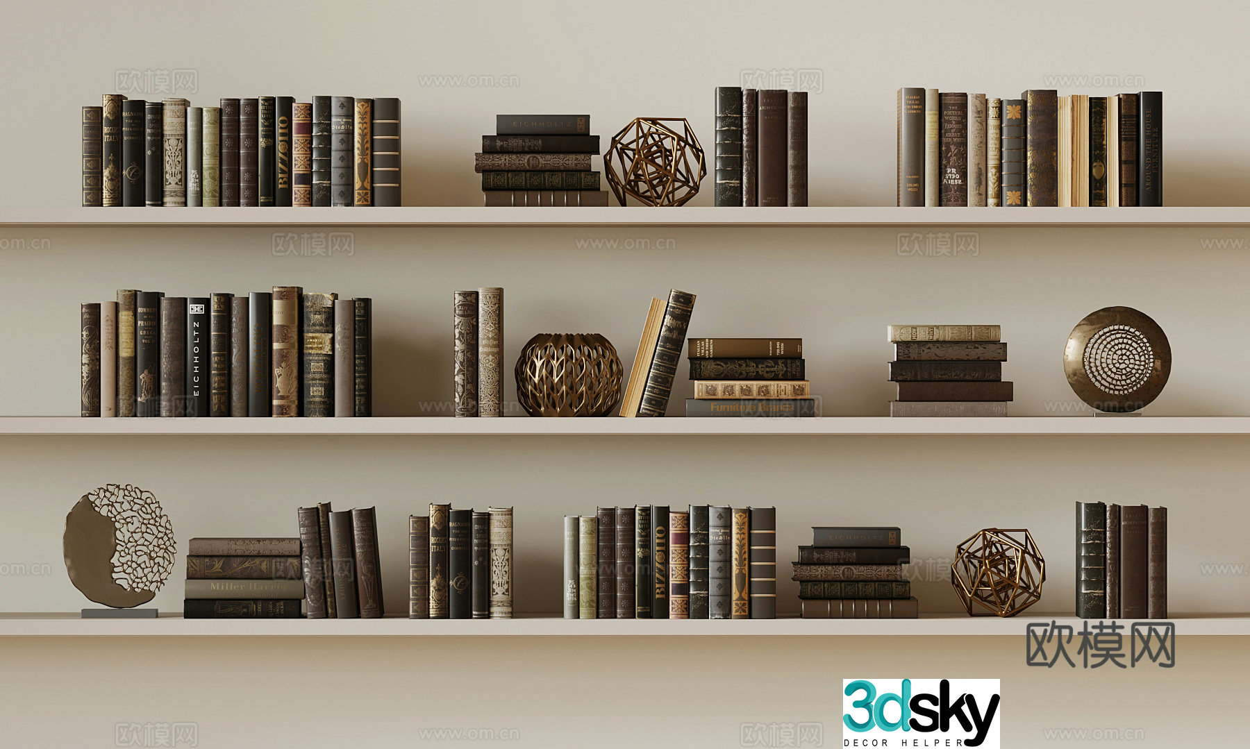 Book ornaments Modern books Ornaments combination 3d model