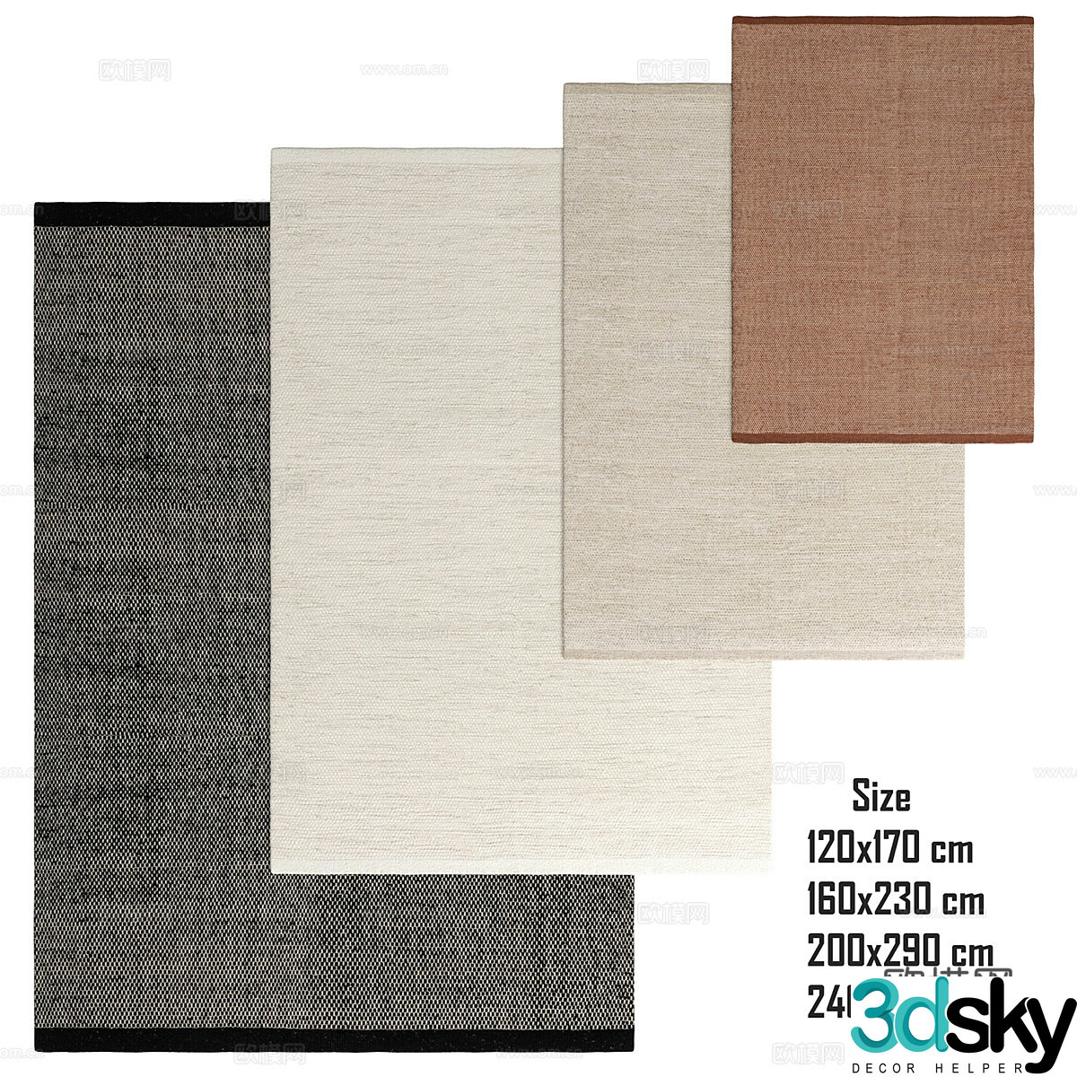 Modern Nordic art carpet 3d model