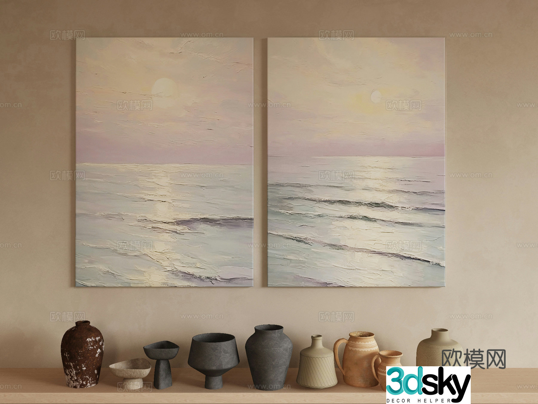 Modern Wasabi Hanging Painting Oil Painting 3D Model