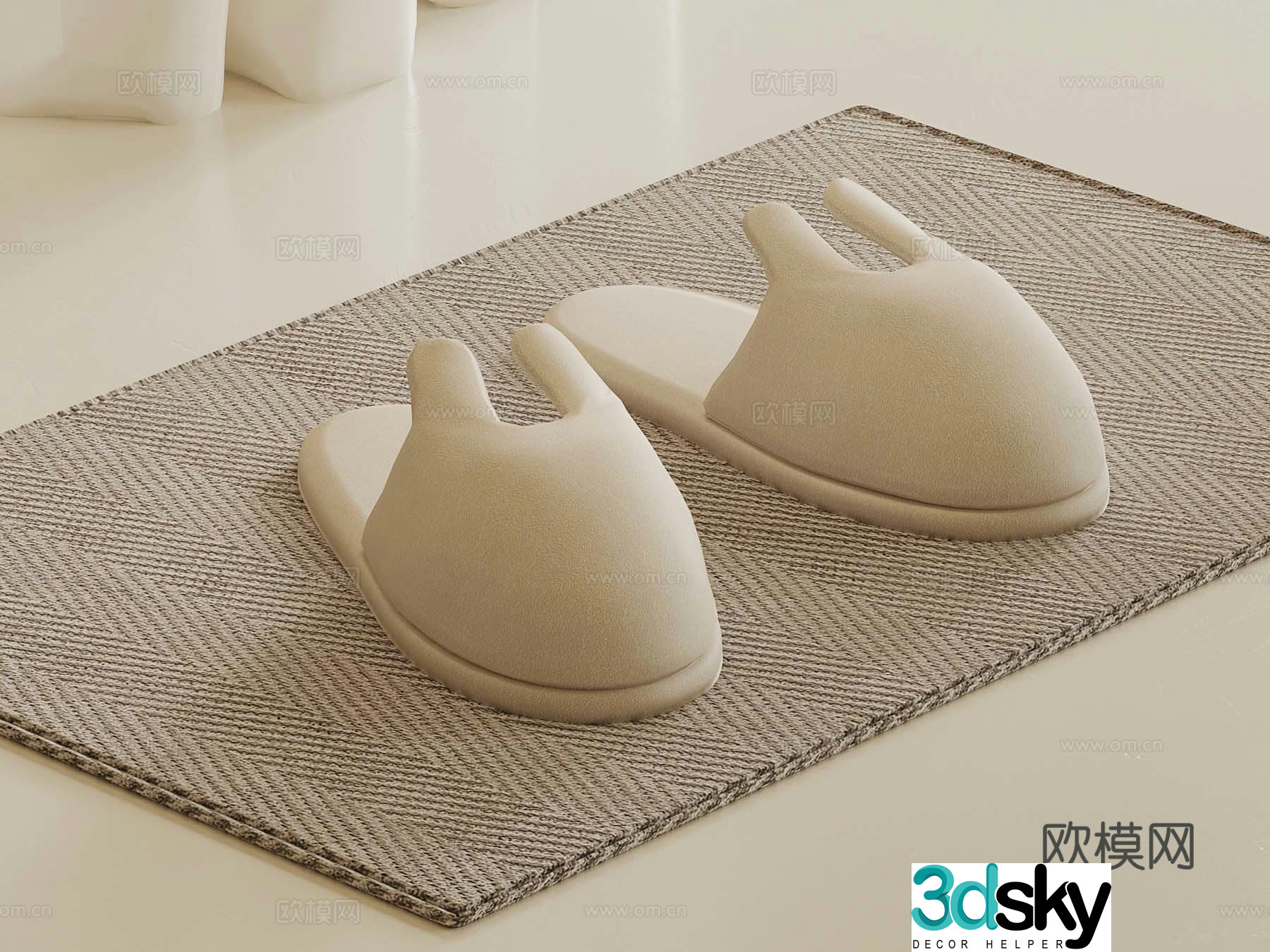 Modern cream style slippers 3d model