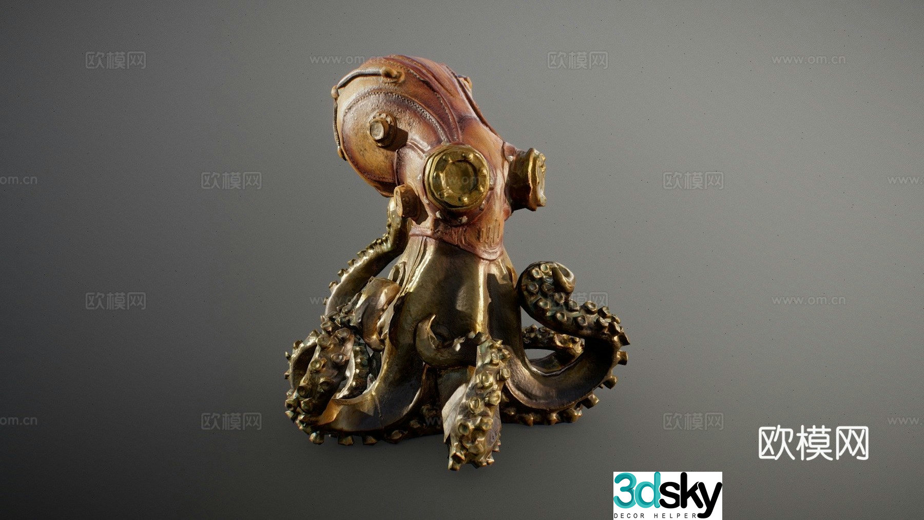 Steampunk Octopus Statue 3D Model