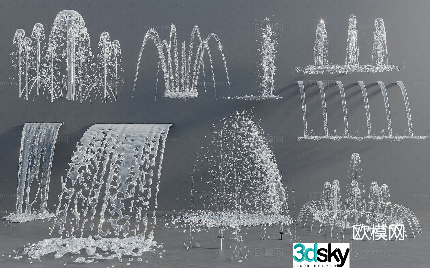 Modern new Chinese fountain fountain waterscape fengquan water curtain water column water splash water drop 3d model