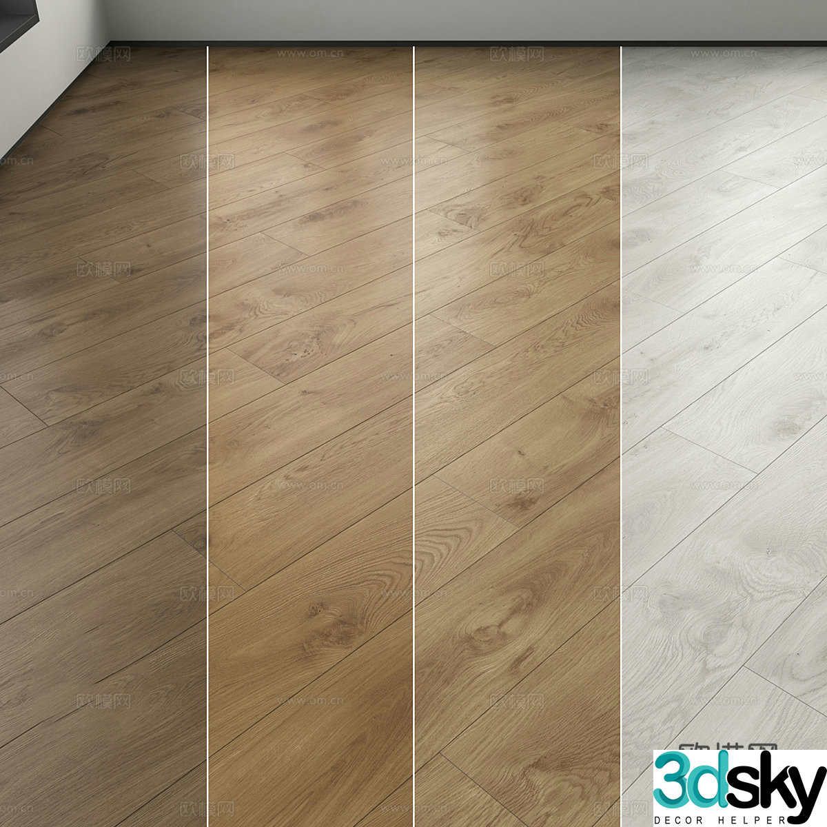 Modern Italian Nordic wooden flooring material 3D model