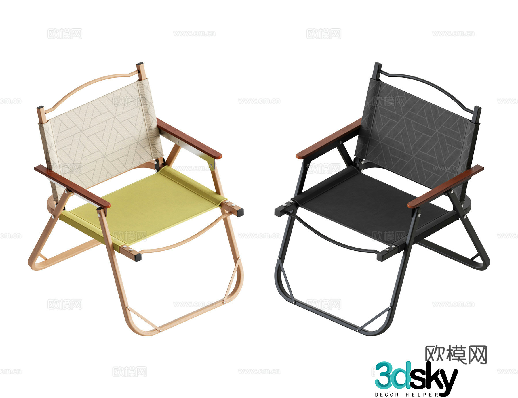 Folding chair camping chair 3d model