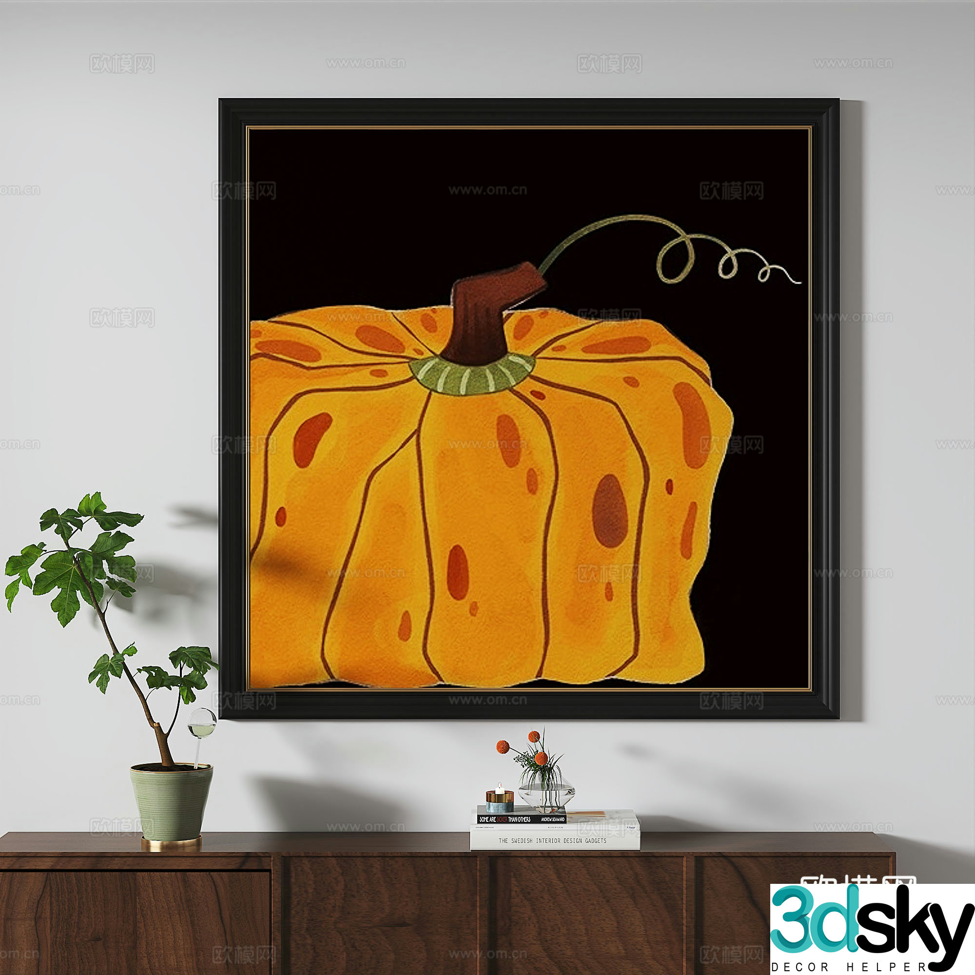 Modern French retro abstract light luxury simple medieval decorative painting 3d model