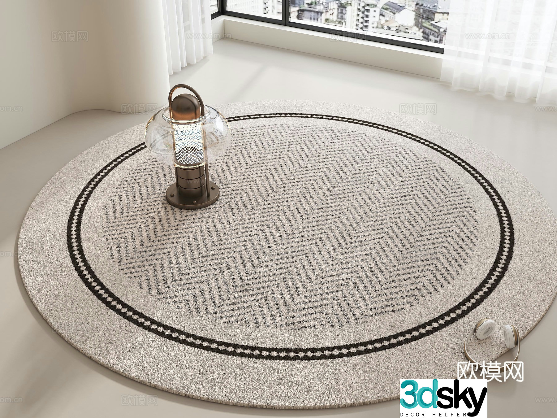Carpet Middle style carpet Wasabi style carpet Cream style carpet Living room carpet Round carpet 3d model