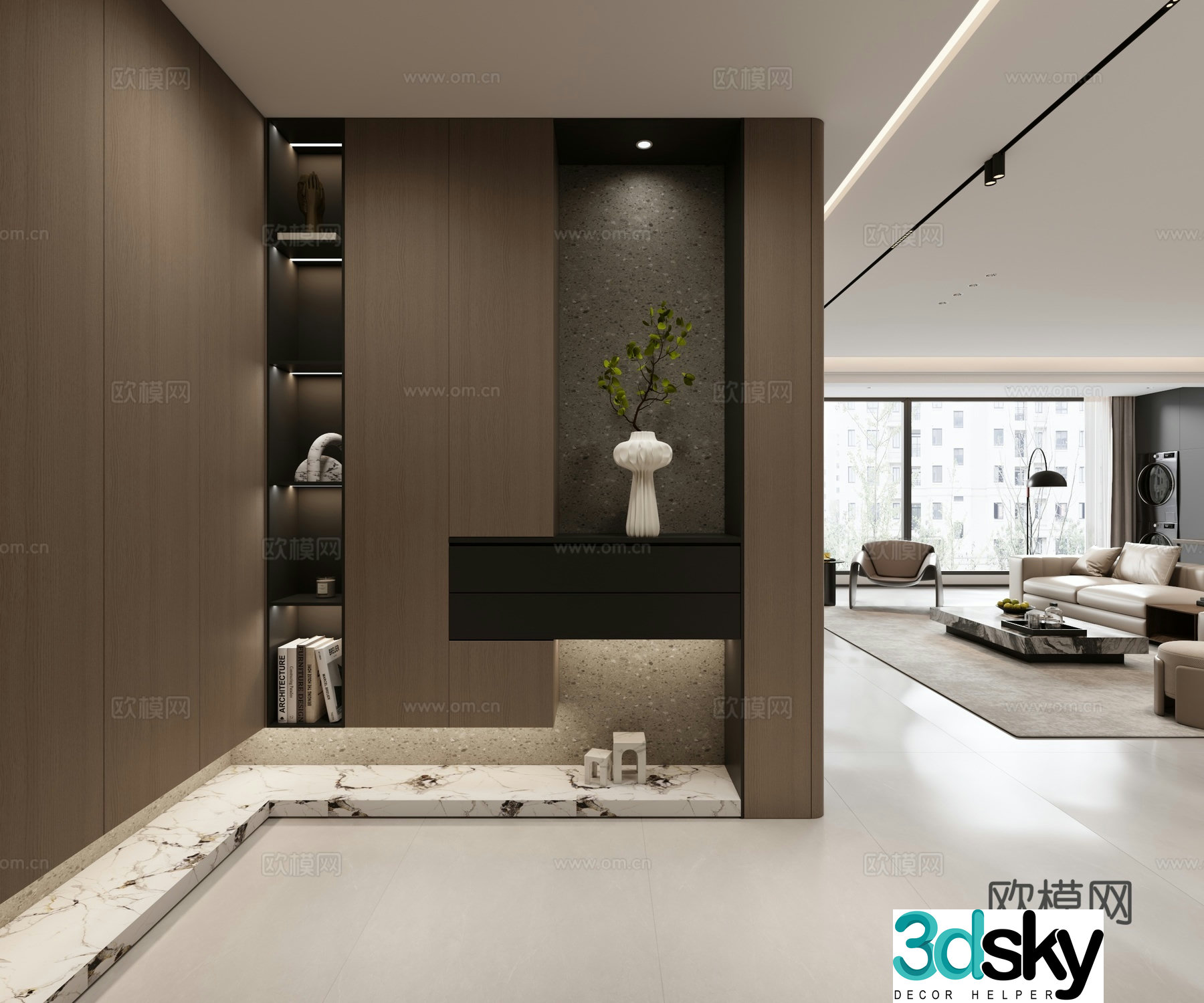 Modern entrance shoe cabinet 3d model