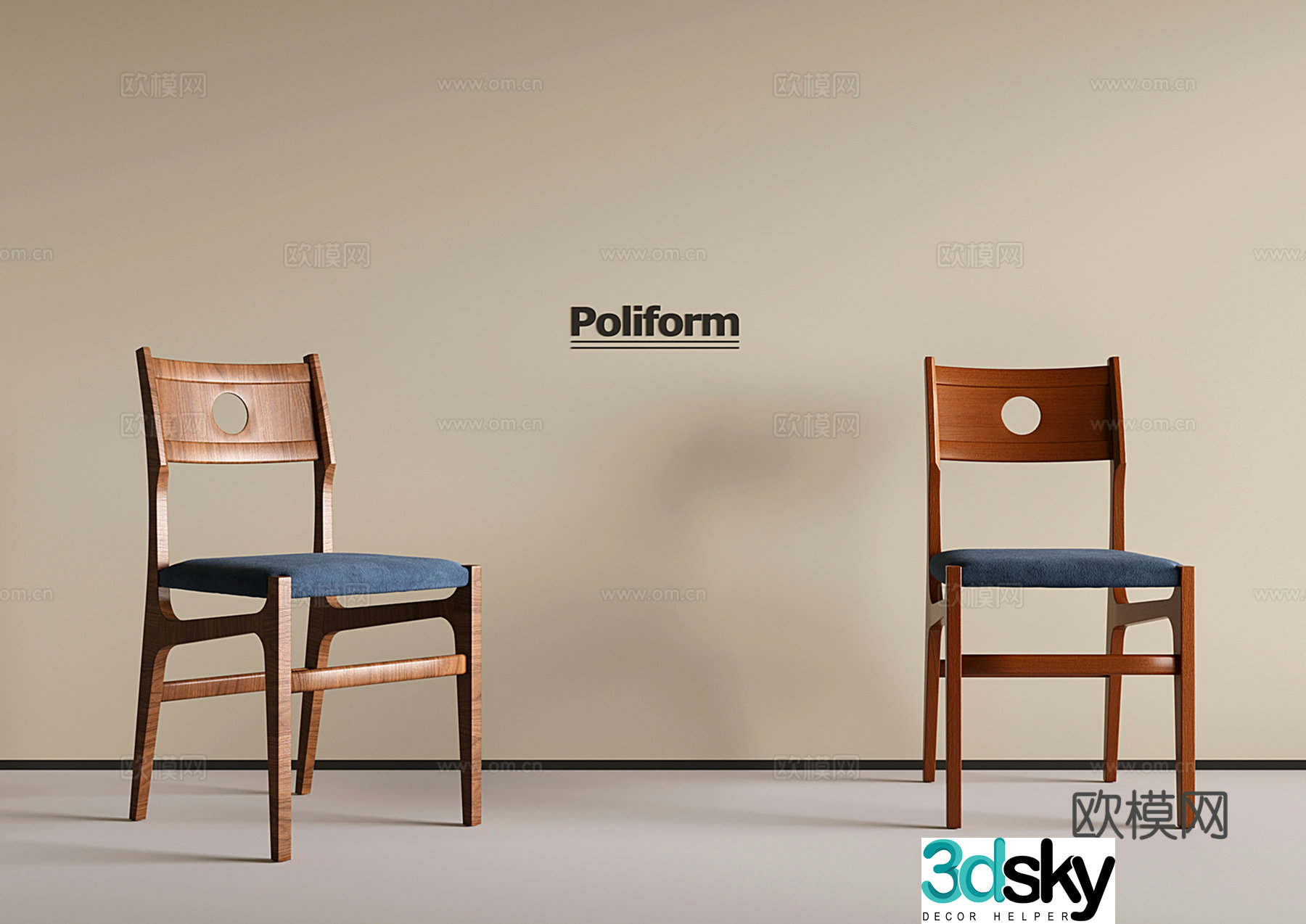 Medium vintage dining chair single chair wooden chair 3d model