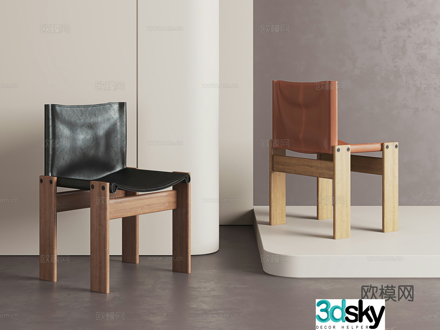 Middle style dining chair retro style chair Wasabi style single chair Solid wood veneer chair 3d model