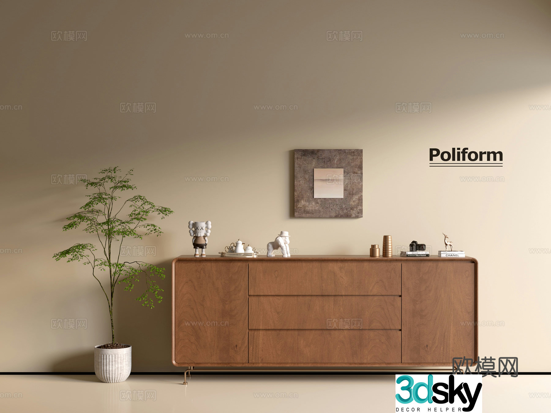 Modern wood grain cabinet ins wind minimalist wind cabinet whole cabinet sideboard balcony cabinet storage 3D model