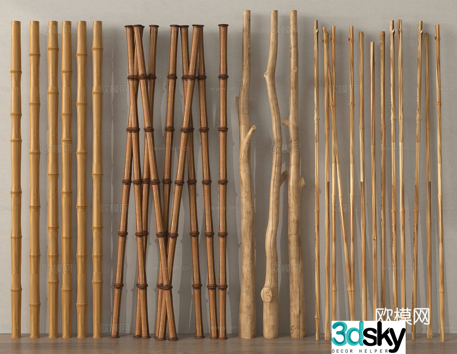Partition Bamboo partition Bamboo fence Bamboo joint 3d model