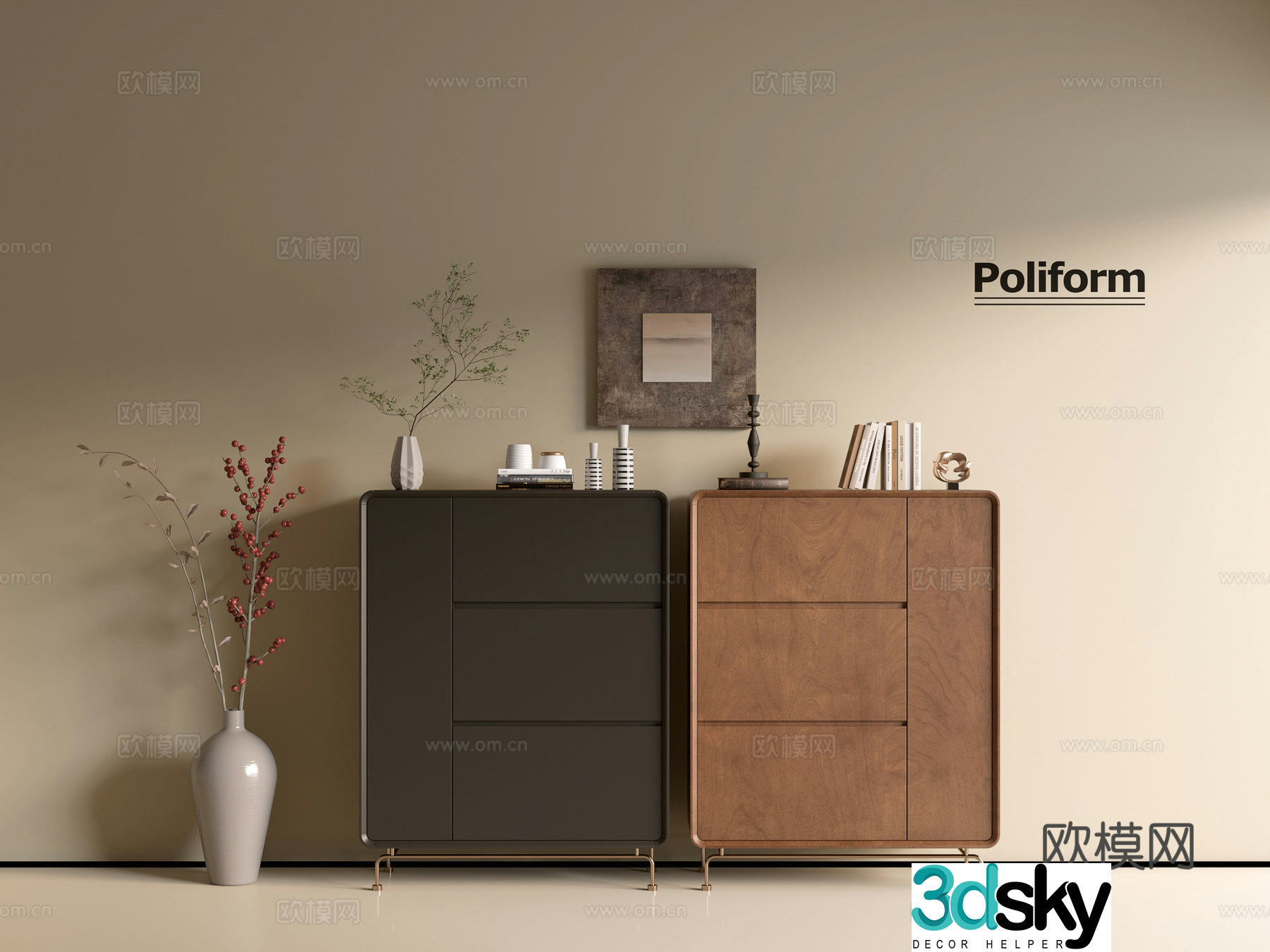 Modern wood grain cabinet ins wind minimalist wind cabinet whole cabinet sideboard balcony cabinet storage 3D model