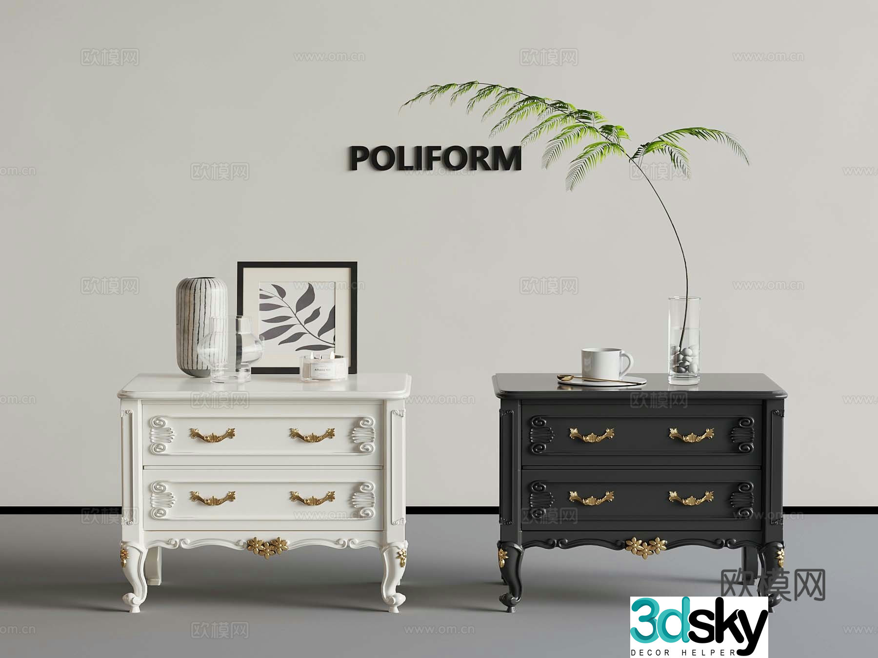 French nightstand 3D model