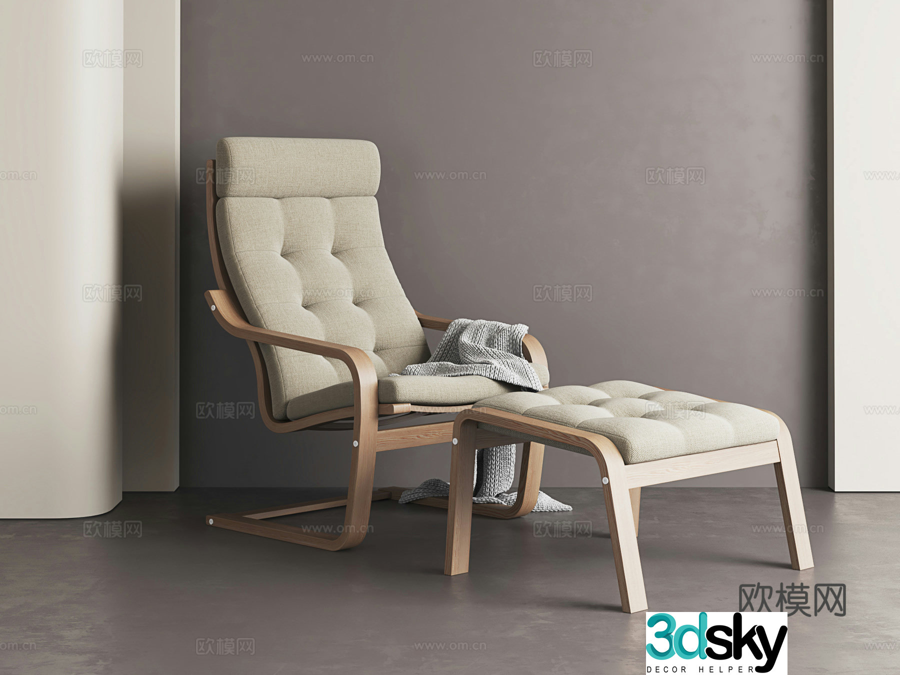 Nordic leisure chair modern lounge chair medieval style leisure chair log style lounge chair 3d model