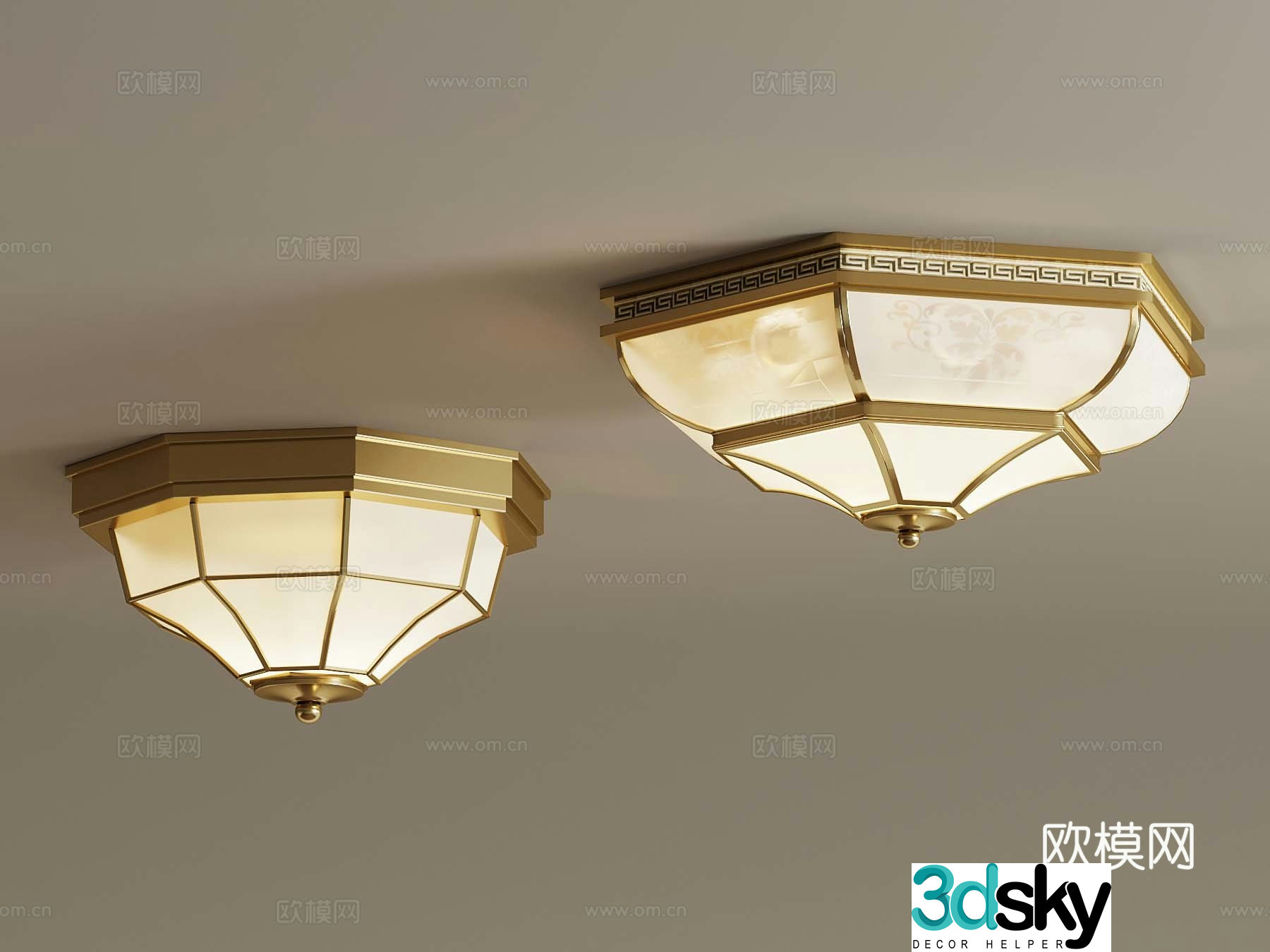 French ceiling light 3D model
