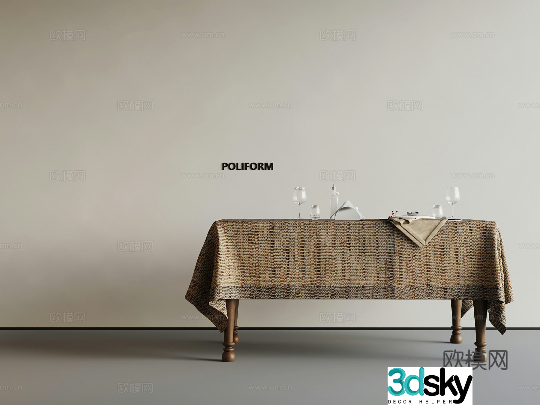 Jijifeng dining table tablecloth 3d model