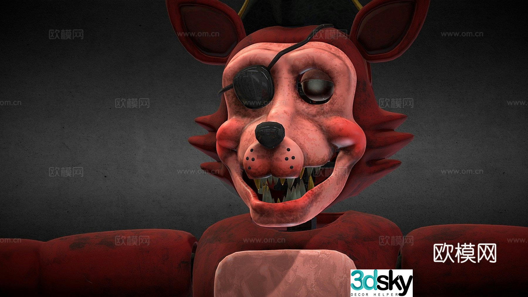 Retro fox buttington model 3d model