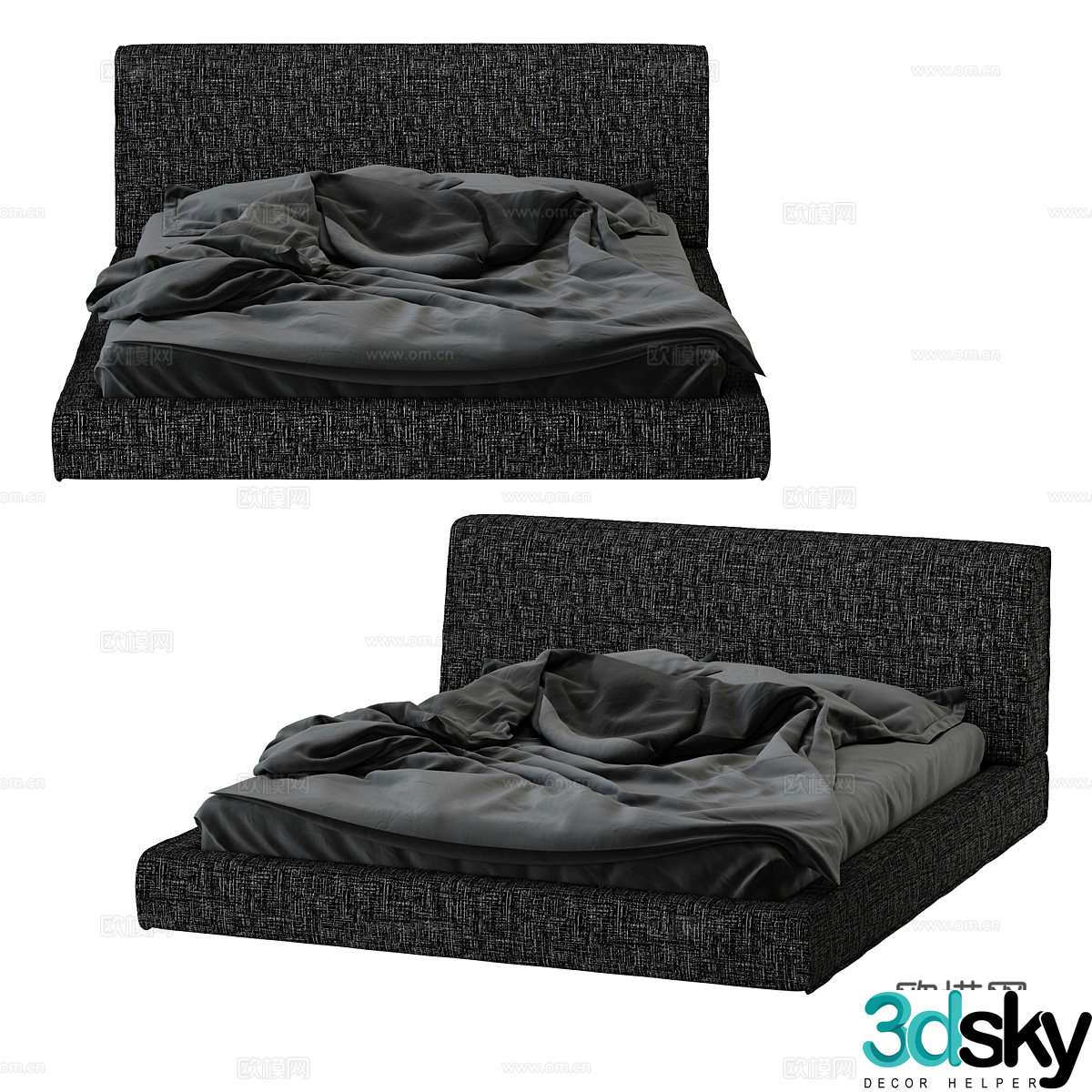Modern simple double bed Double bed Simple bed Pillow 3D model