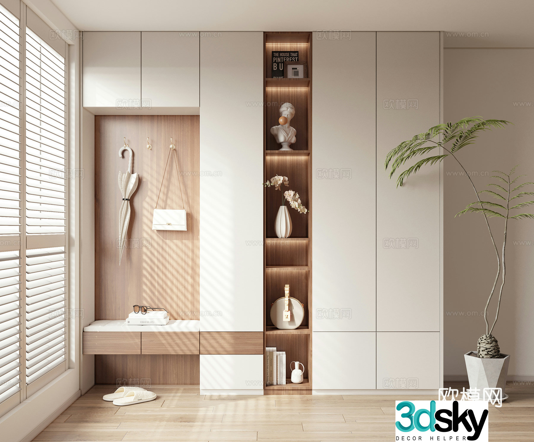 Multifunctional shoe cabinet entrance entrance cabinet 3D model