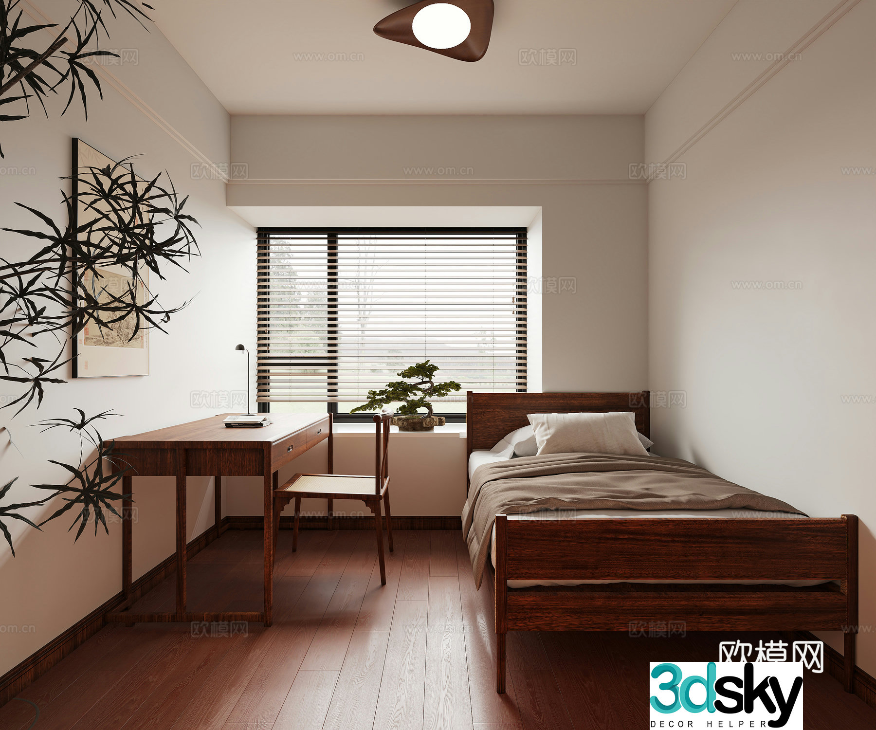 Middle-aged bedroom 3d model