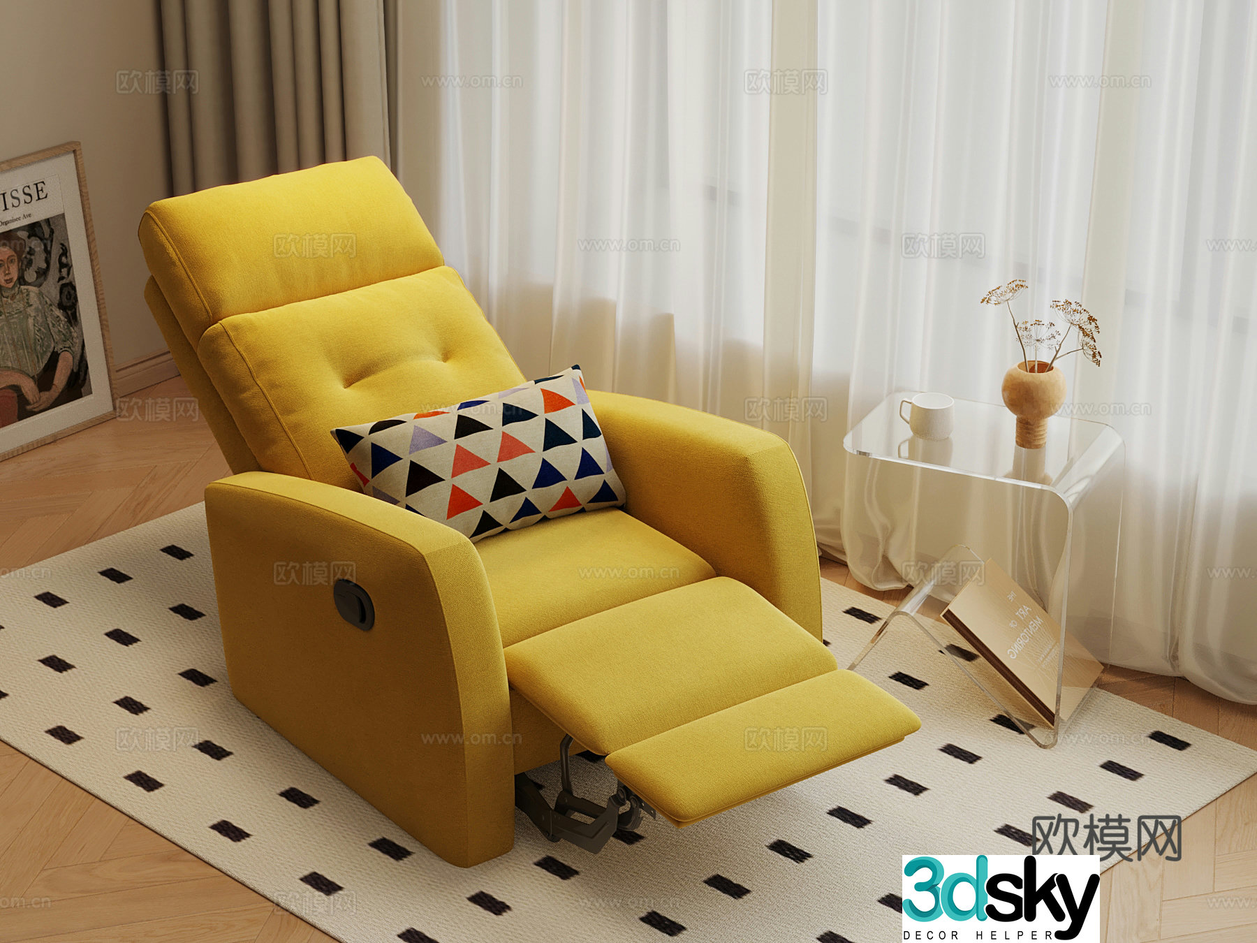 Modern massage chair leisure chair recliner 3d model