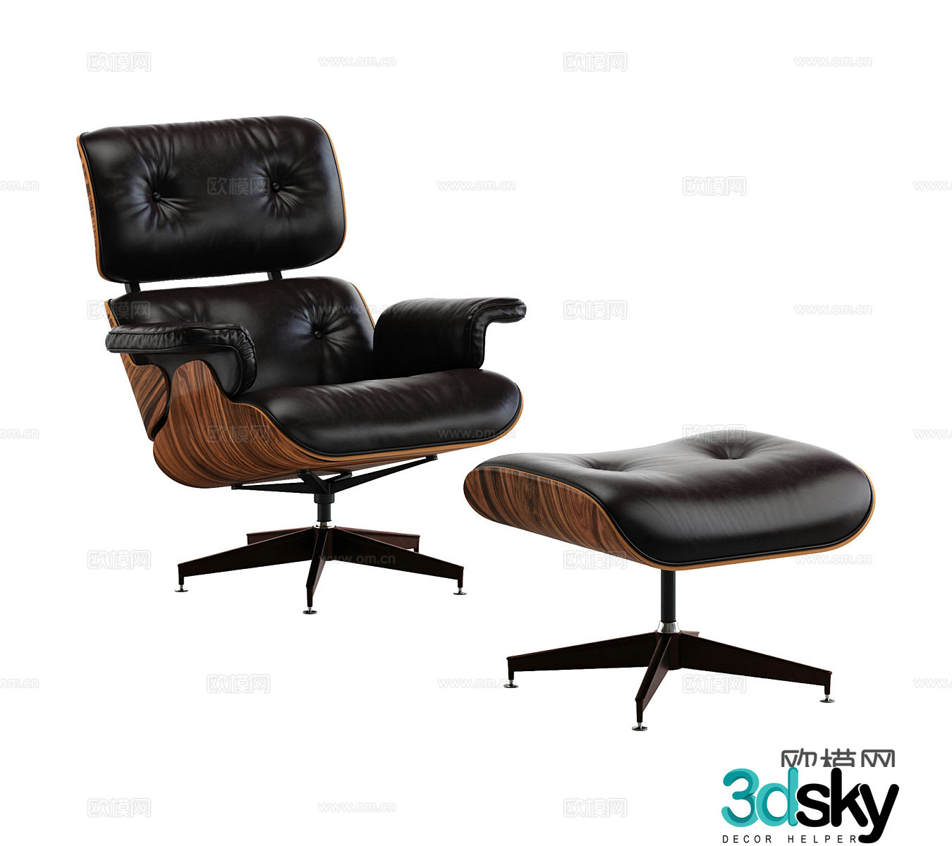 Eames Bauhaus Eames lounge chair Leather office chair Foot 3d model