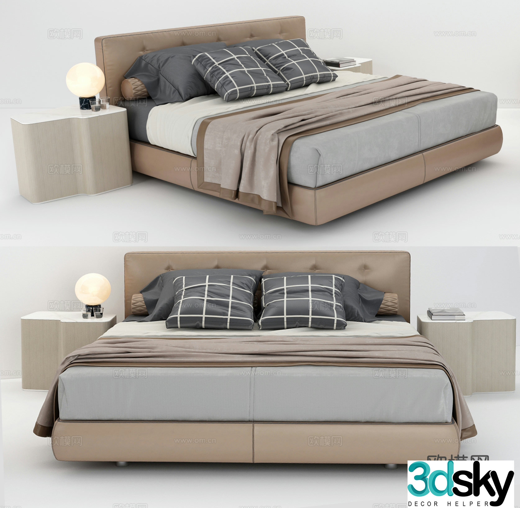 Modern double bed 3d model