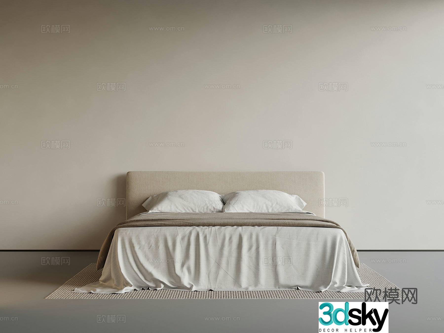 Modern double bed 3d model