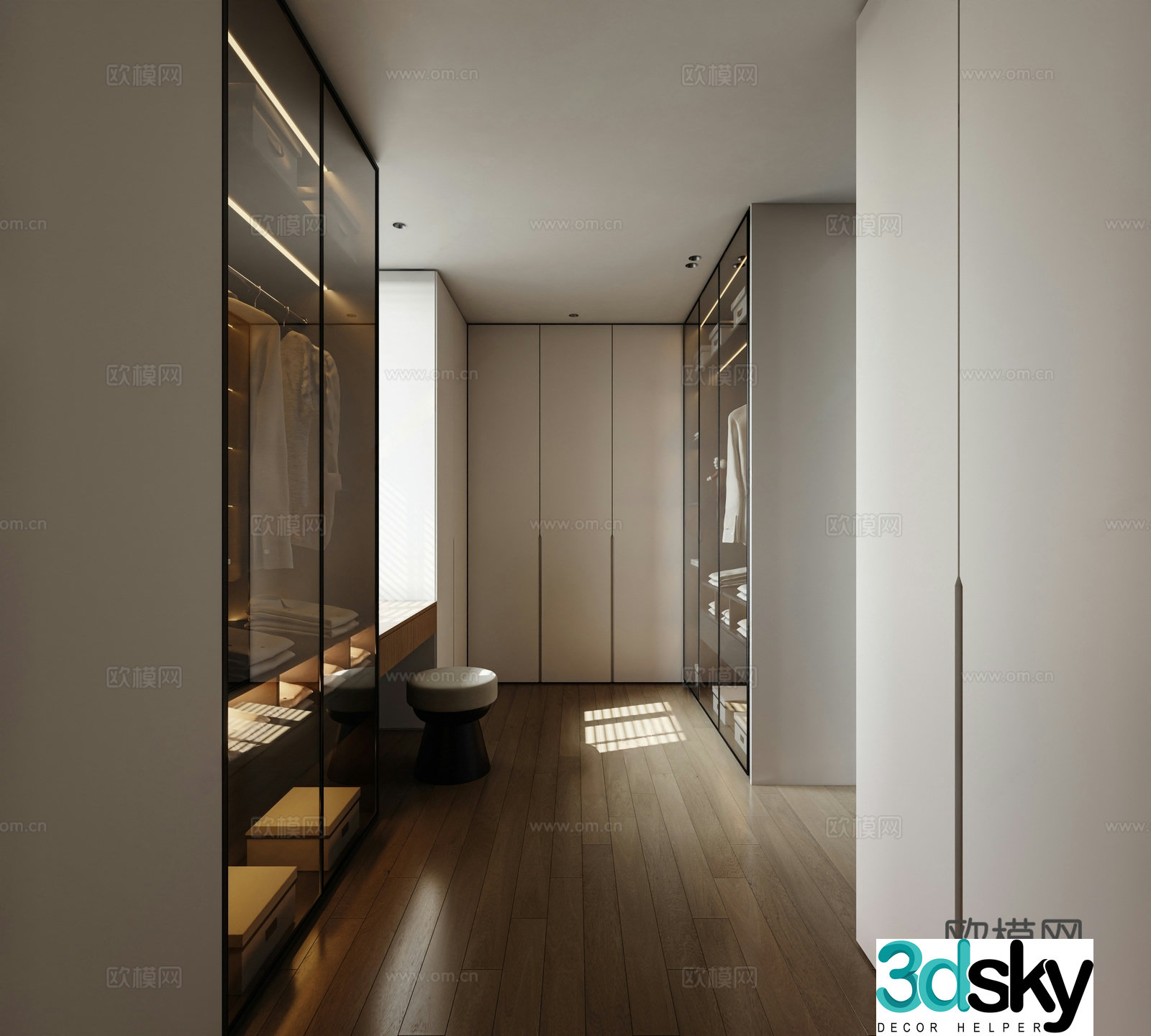 Modern cloakroom Master bedroom cloakroom Clothes room Toilet change room Wardrobe Washing table 3D model