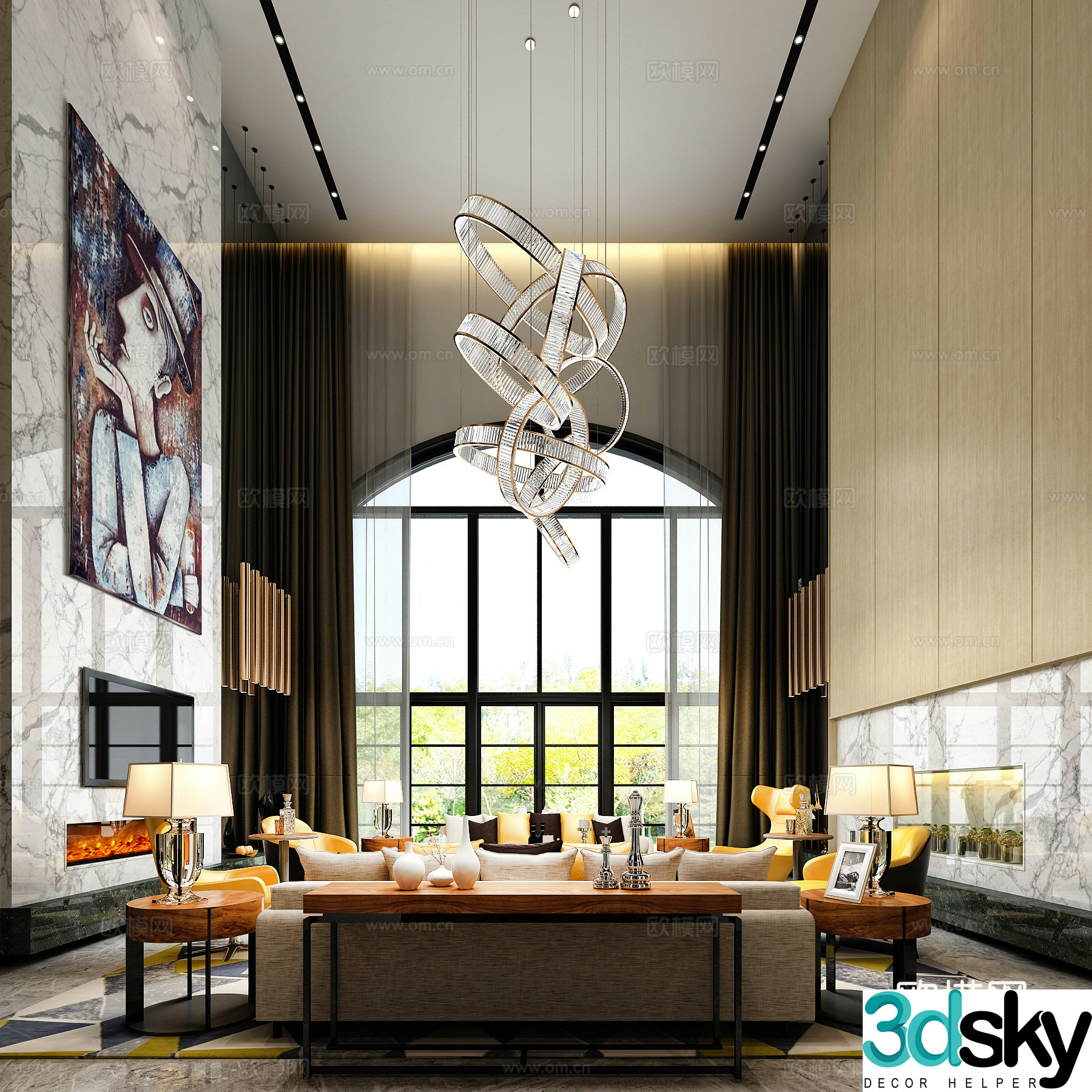 Postmodern empty living room 3D model
