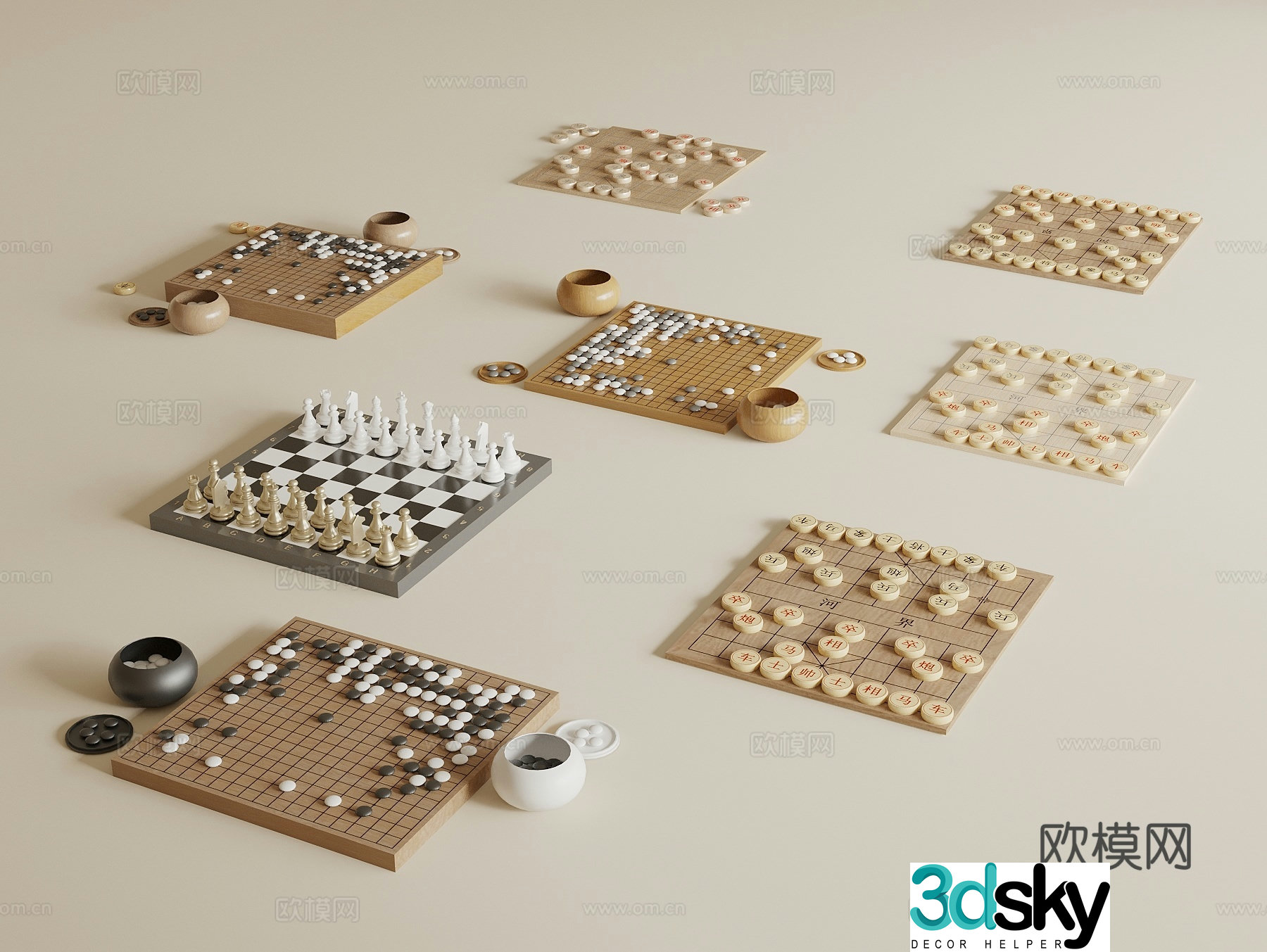 Chess board Gozi Go 3d model
