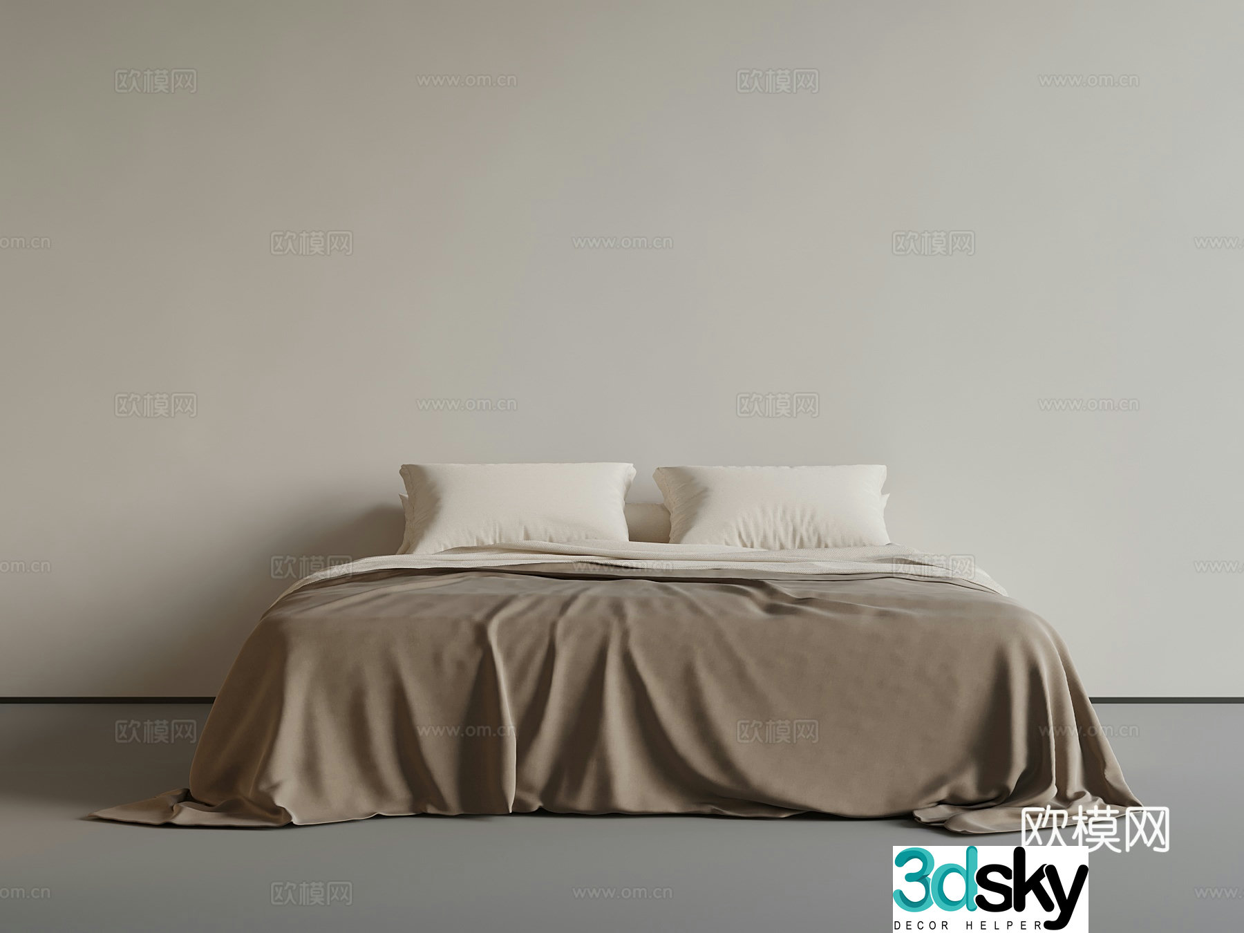 Modern double bed 3d model