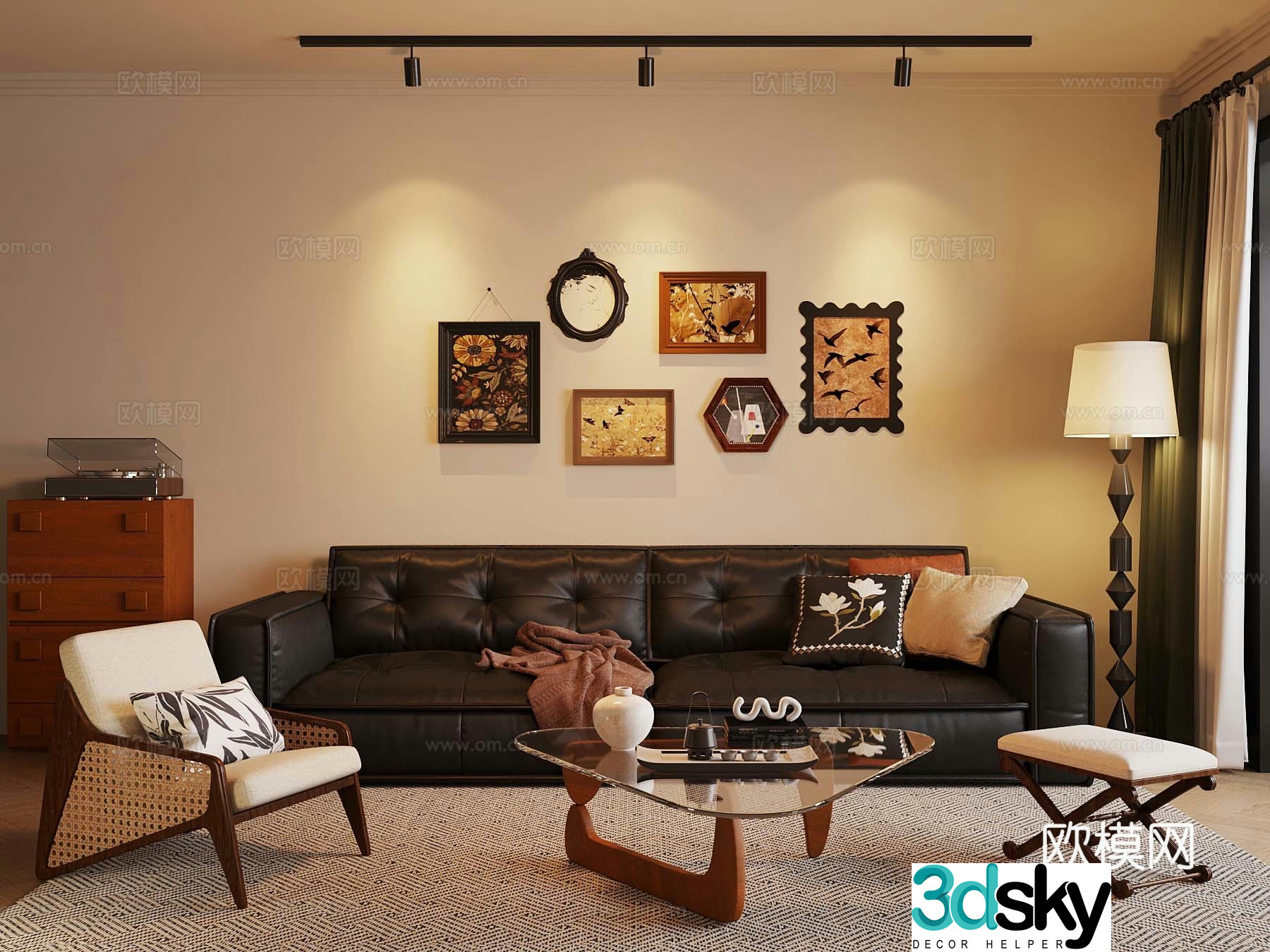French medieval style living room sofa coffee table 3d model