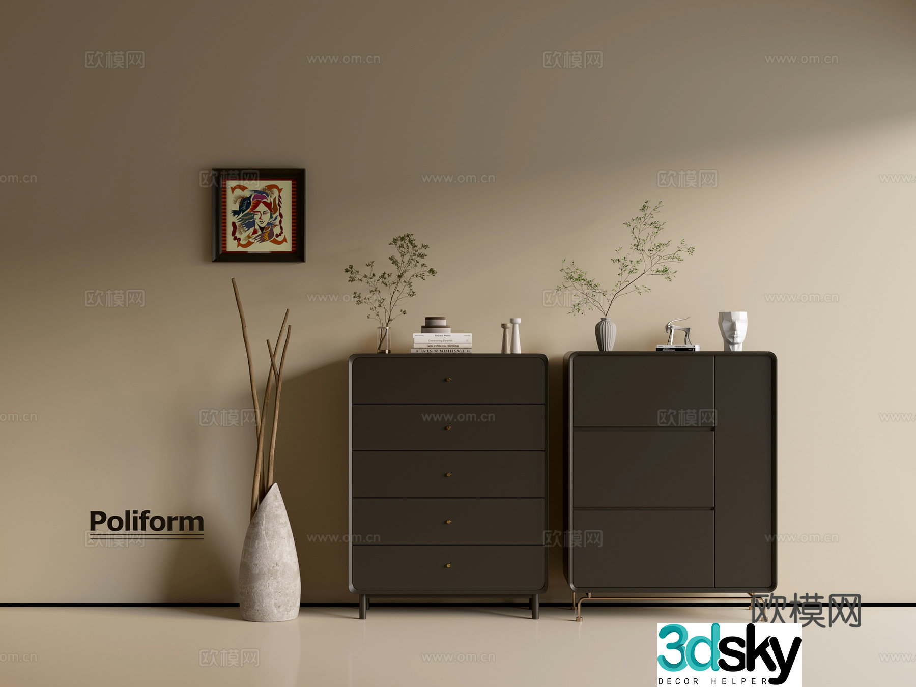 Modern black cabinet ins wind side cabinet chest cabinet low cabinet whole cabinet dining side cabinet balcony cabinet 3d model
