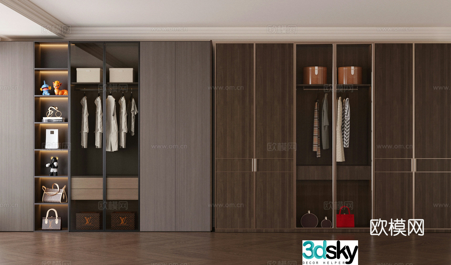 Modern Italian wardrobe Light luxury Italian wardrobe Bedroom wardrobe Master bedroom wardrobe Glass wardrobe 3D model