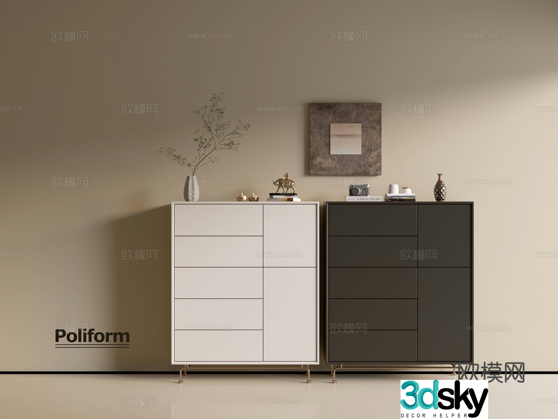 Modern simple chest of cabinets ins style minimalist wind cabinets whole cabinets sideboards balcony cabinets 3D model