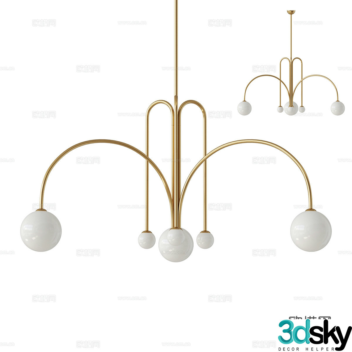 Modern light luxury decorative chandeliers 3d model