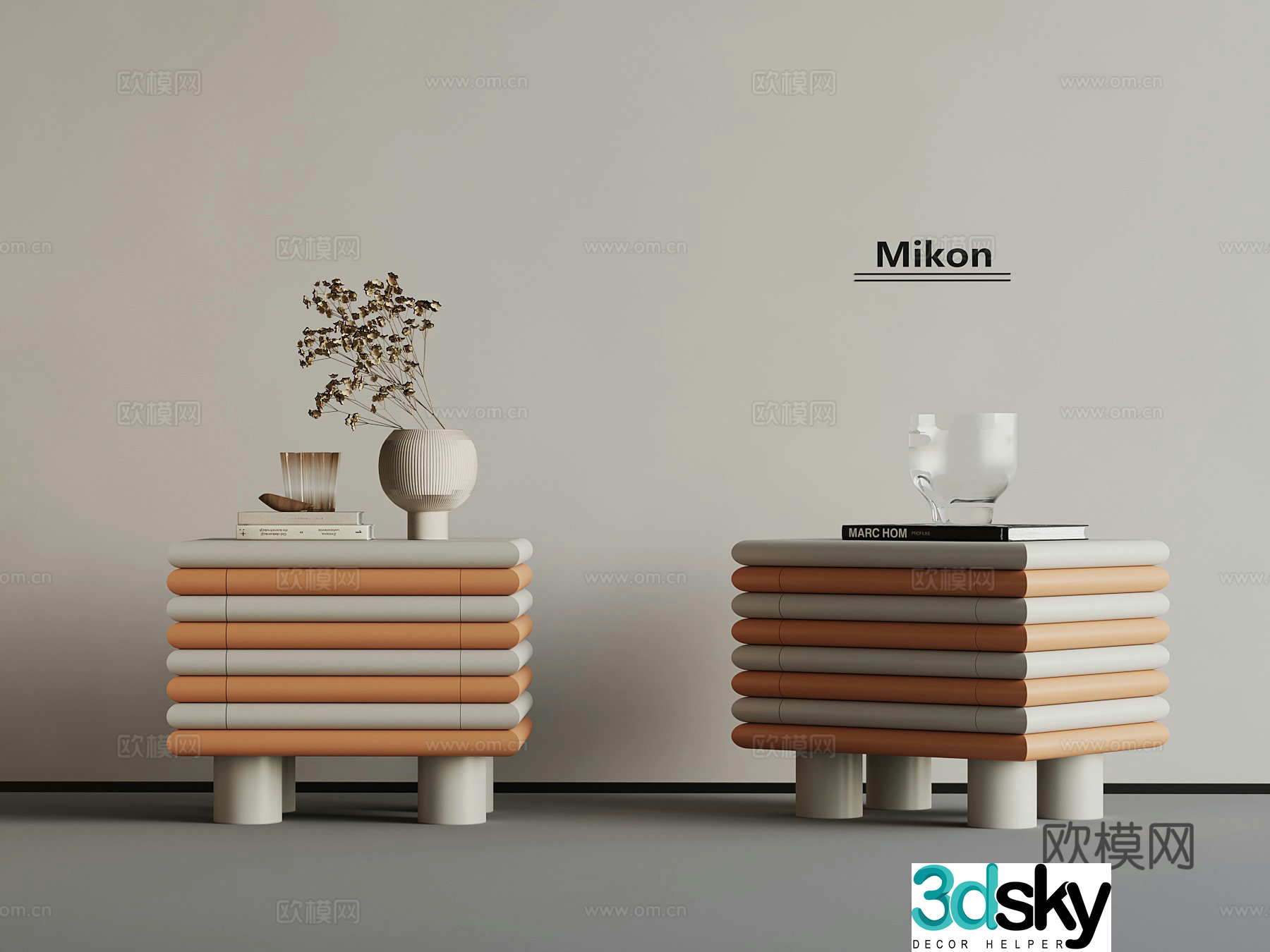 Modern bedside table decorative ornaments 3d model