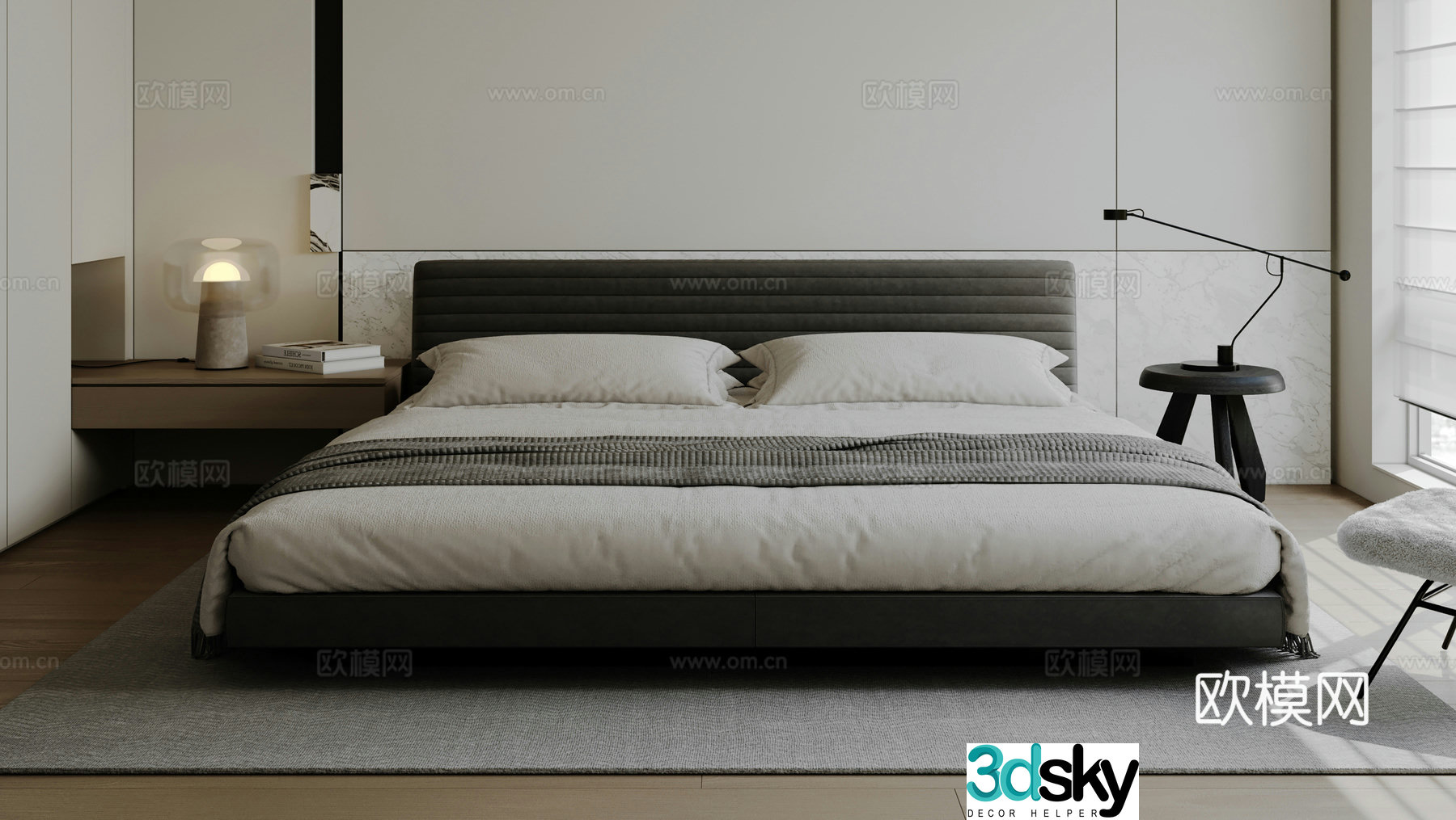 Modern double bed 3d model
