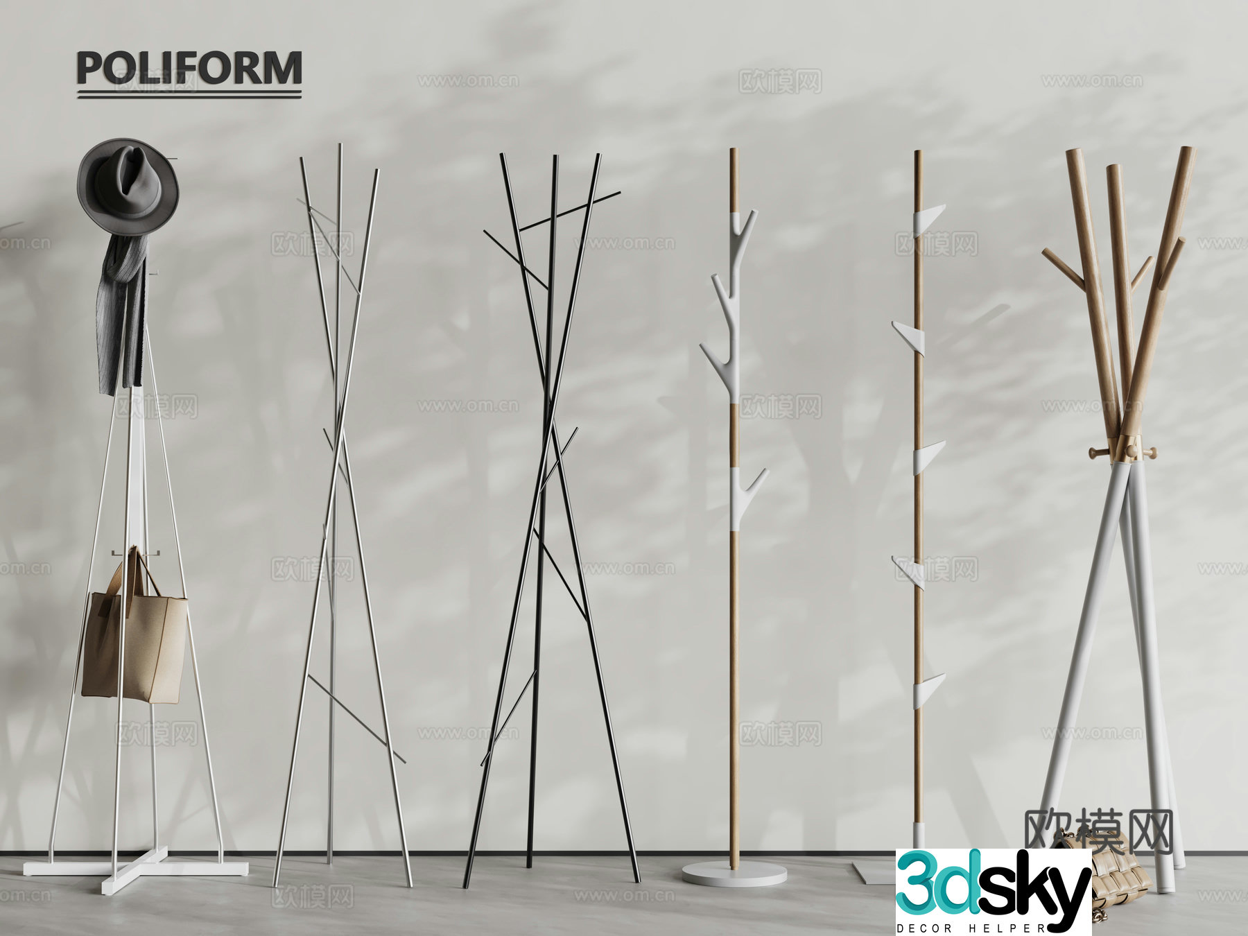 Modern Clothes Hanger Floor-standing Clothes Hanger Clothes Hanger 3D Model