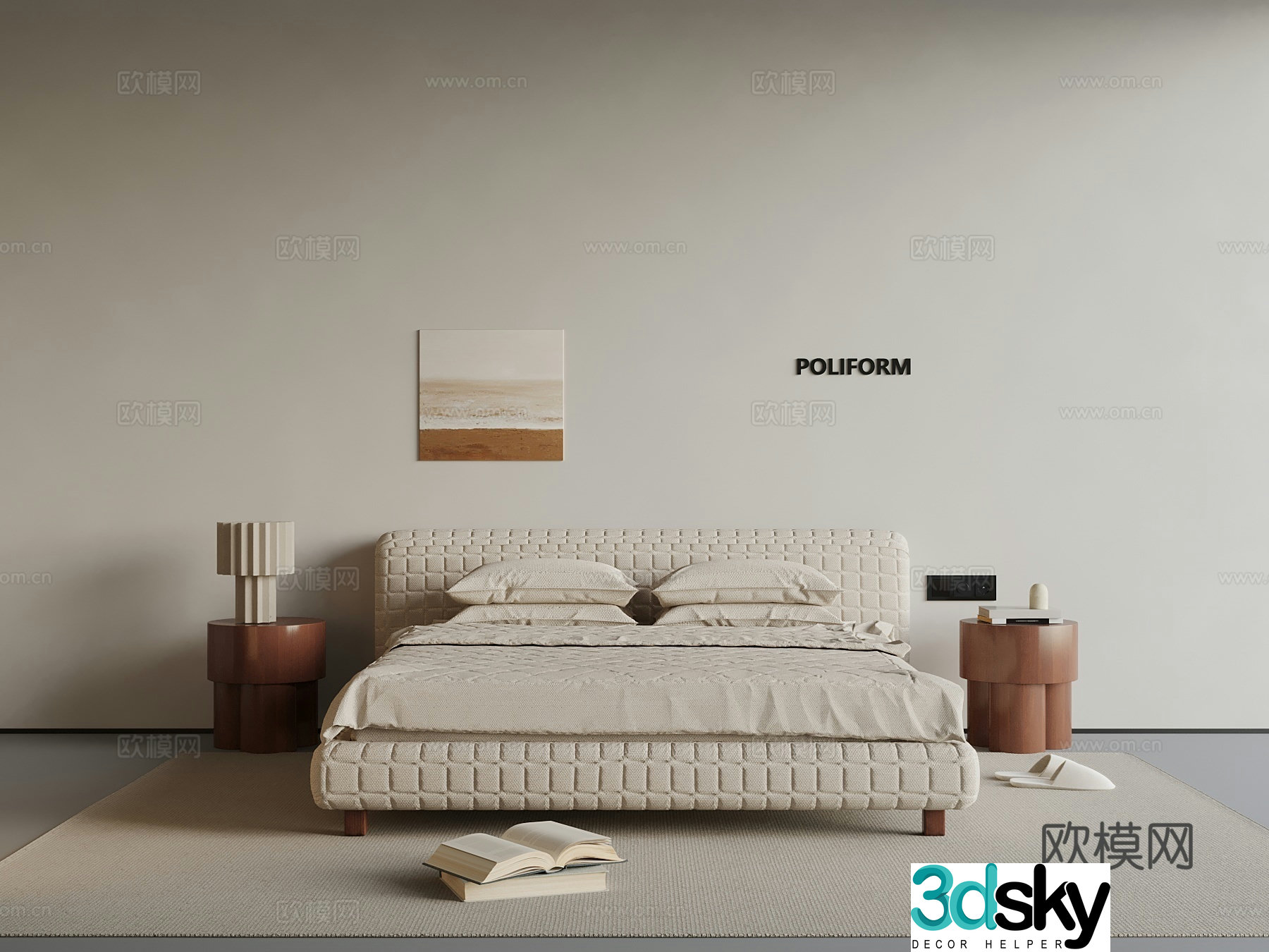 Middle-aged double bed 3D model