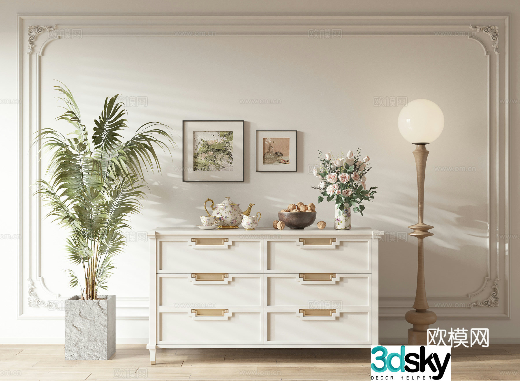 Low cabinet chest of cabinet decorative cabinet side cabinet floor lamp pot countertop ornament bookcase storage cabinet 3d model