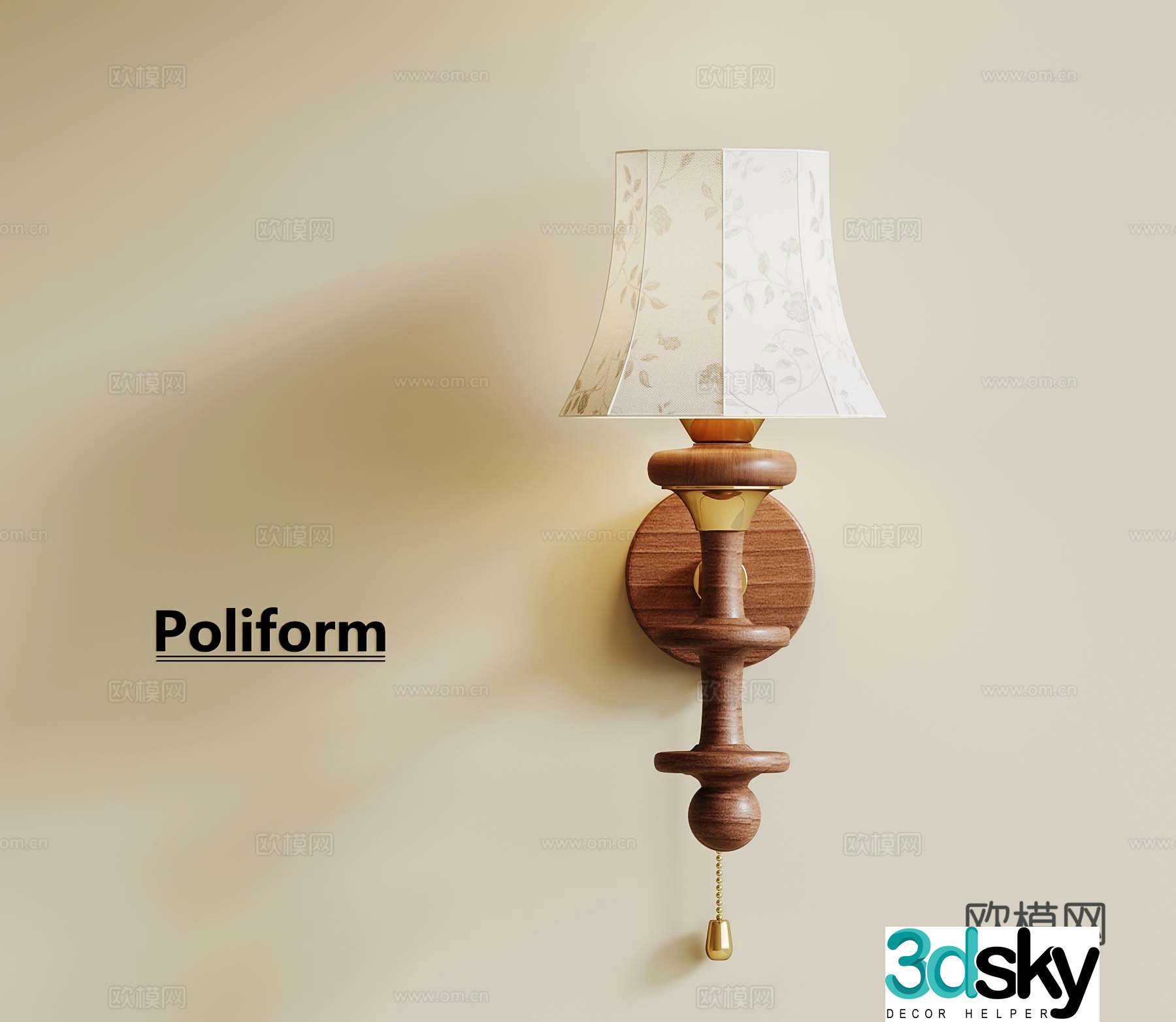 French medieval wall light 3D model