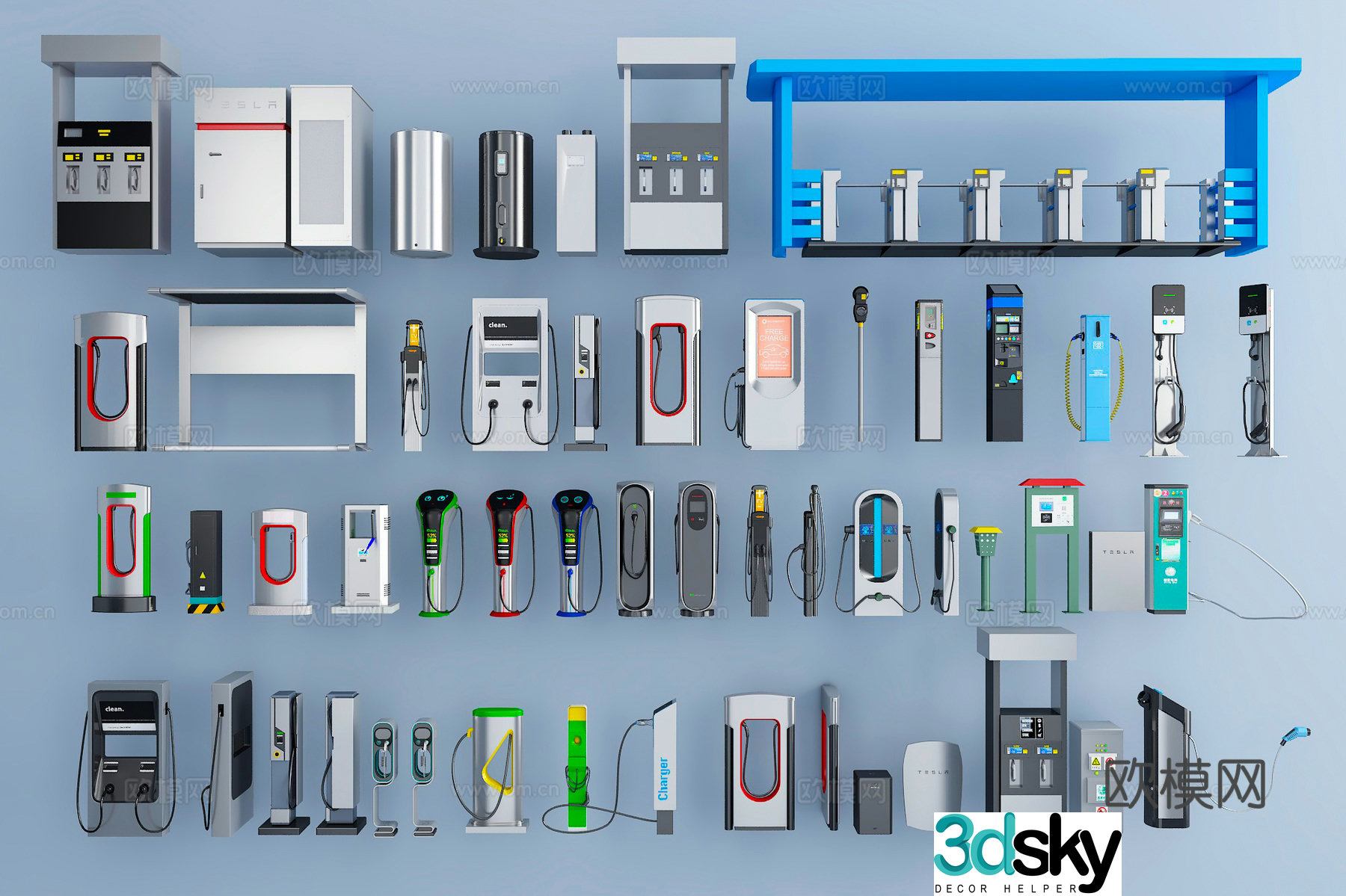 Charging pile gas station, Tesla charging pile, intelligent shared charging station, new energy vehicle charging pile 3D model