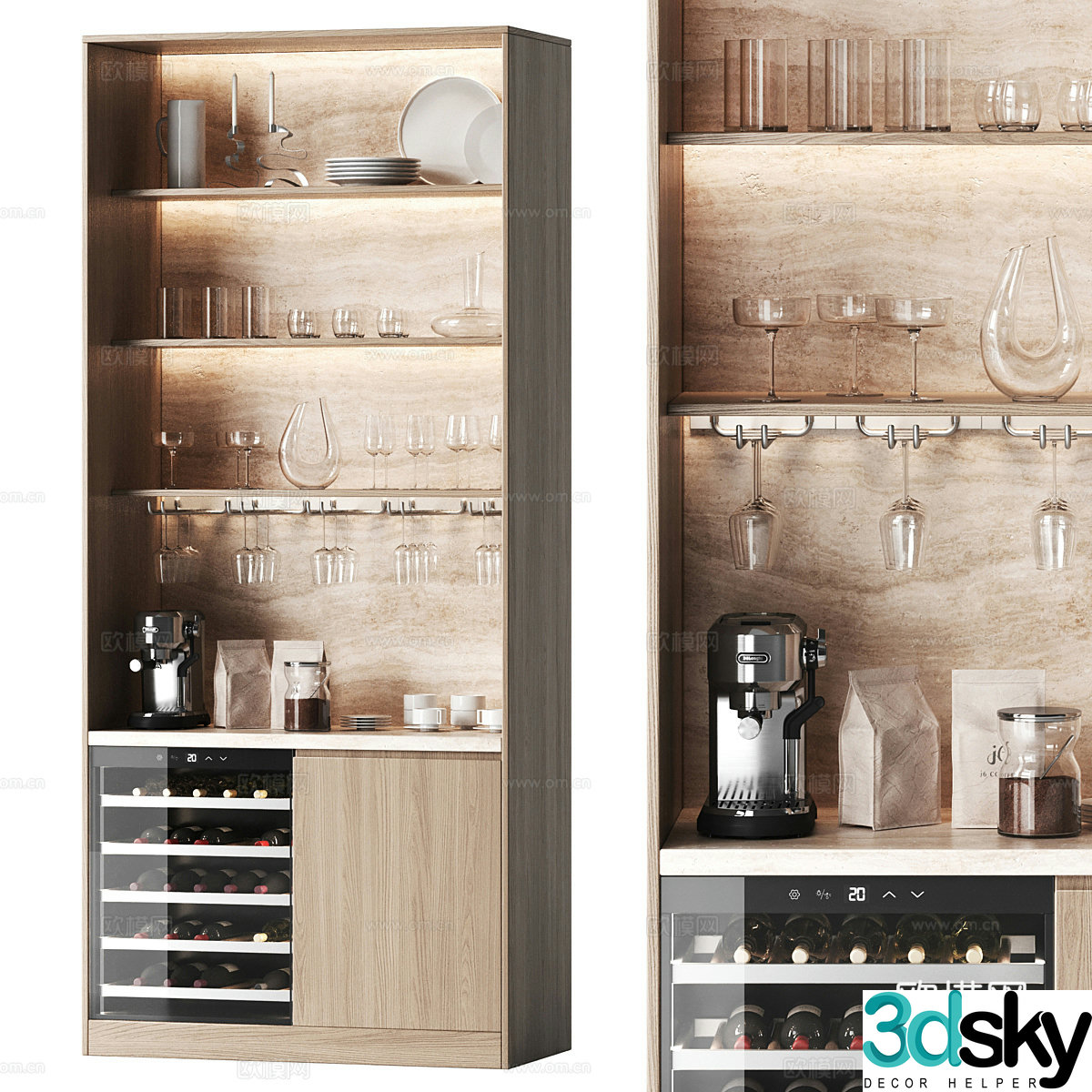 Modern Italian minimalist wine cabinet 3D model