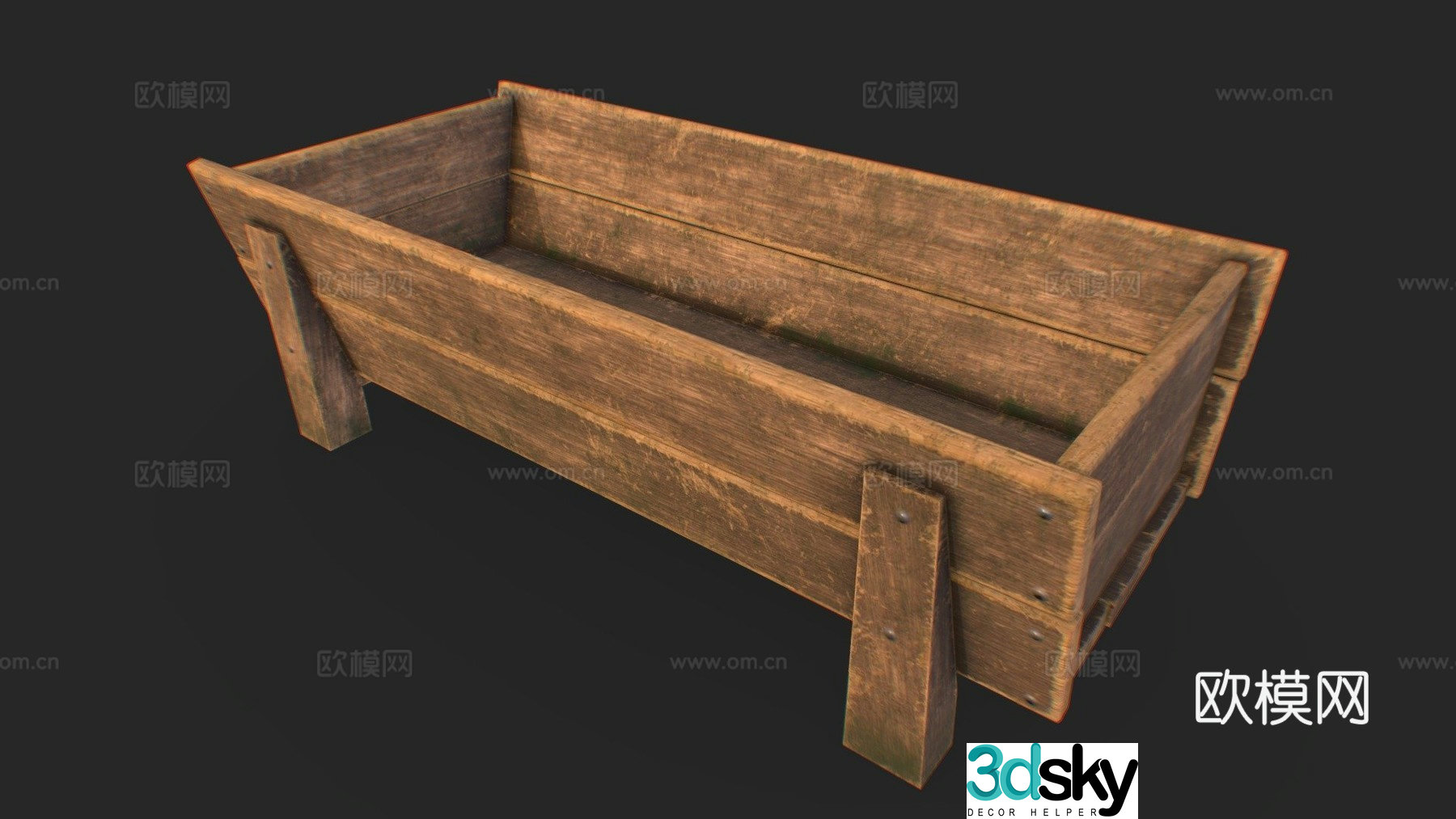 Feed trough. Low polygon game ready 3d model