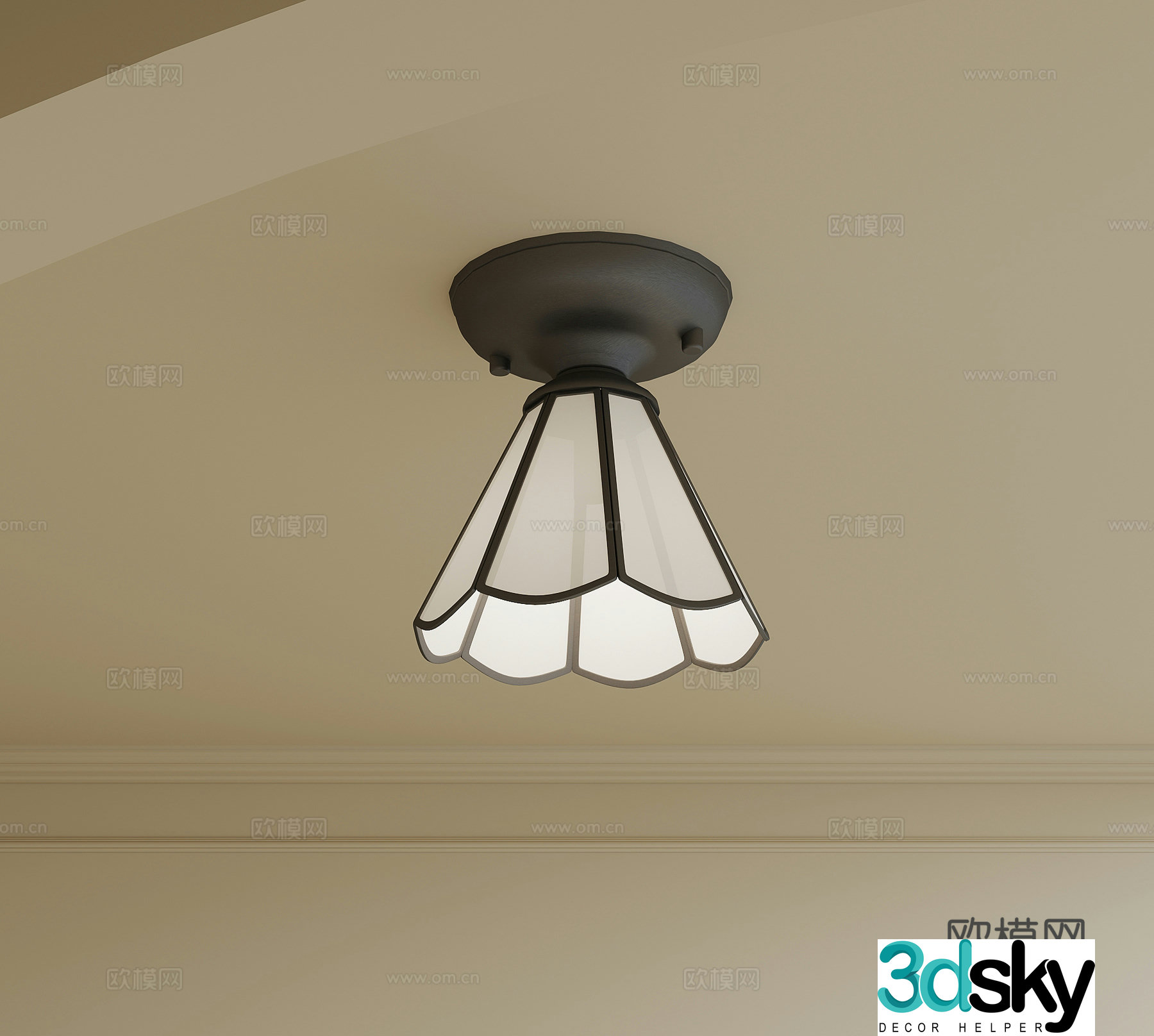 French retro ceiling light 3d model