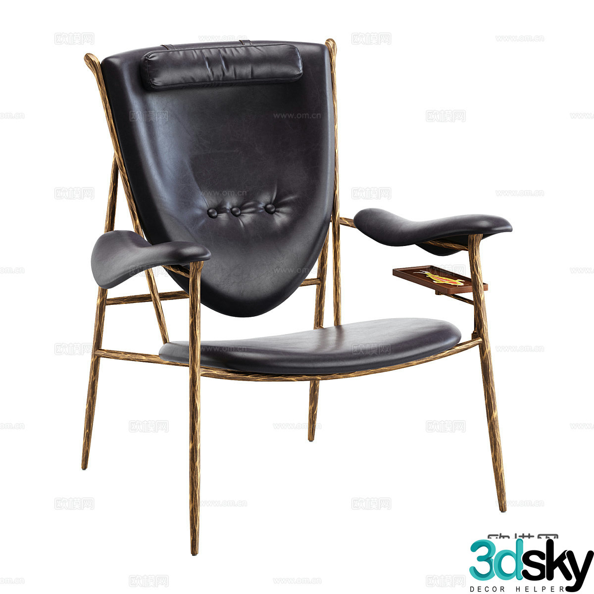 Home of Finn Juhl Bauhaus Style Casual Chair Chieftain 3D Model