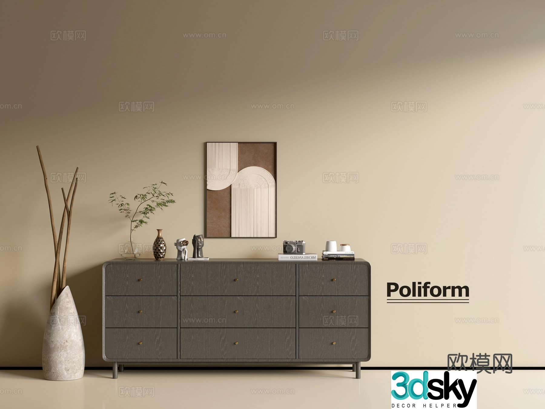 Modern wood grain cabinet ins wind minimalist wind cabinet whole cabinet sideboard balcony cabinet storage 3D model