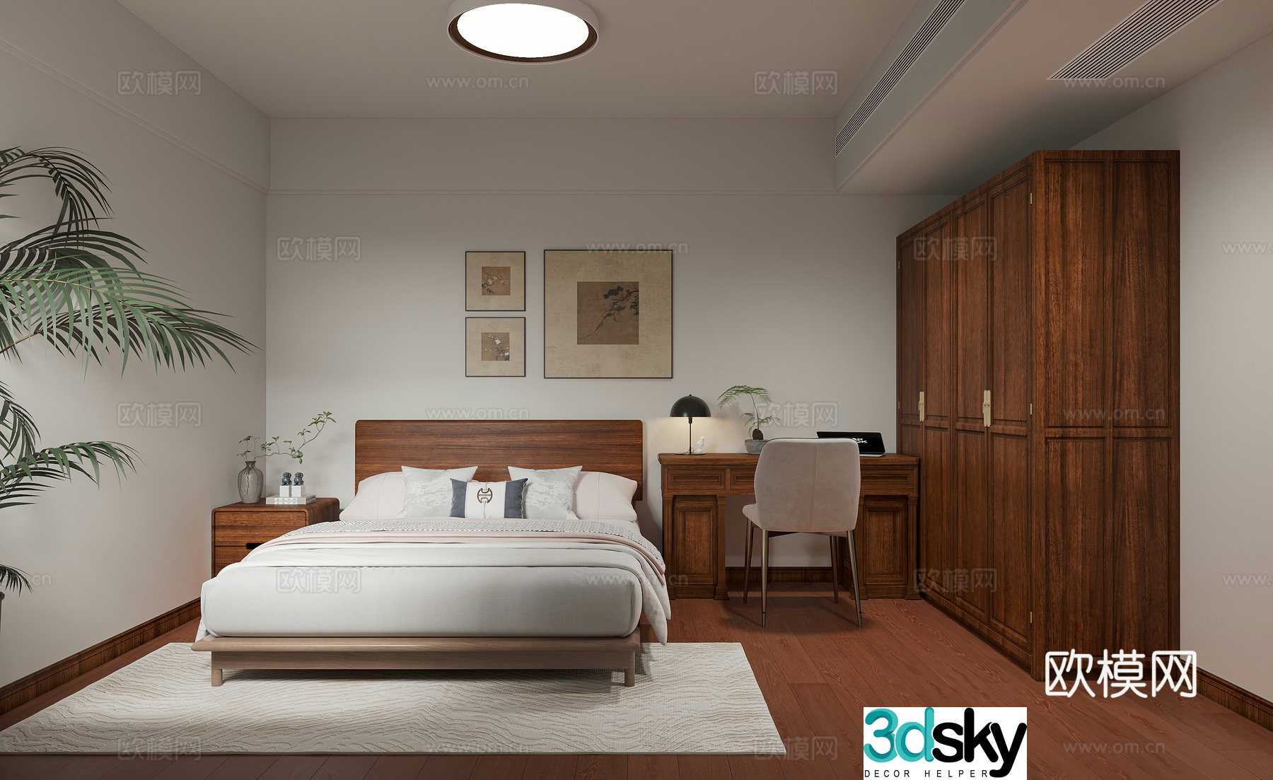 Middle-aged bedroom 3d model